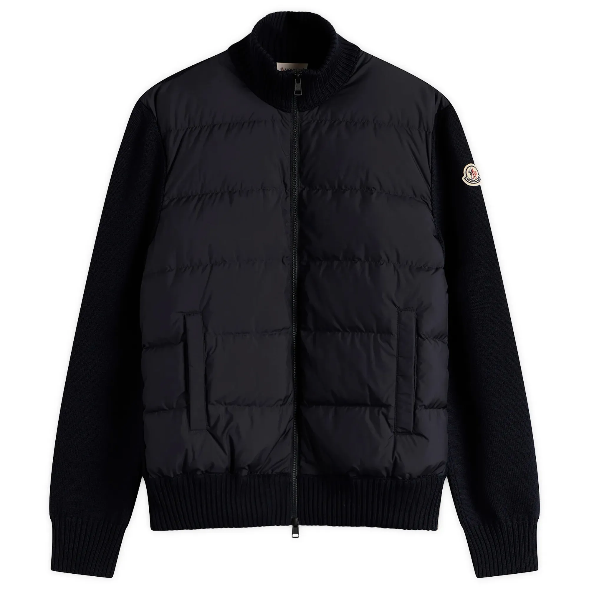 Moncler Men's Hybrid Padded Front Wool Zip Jacket Navy
