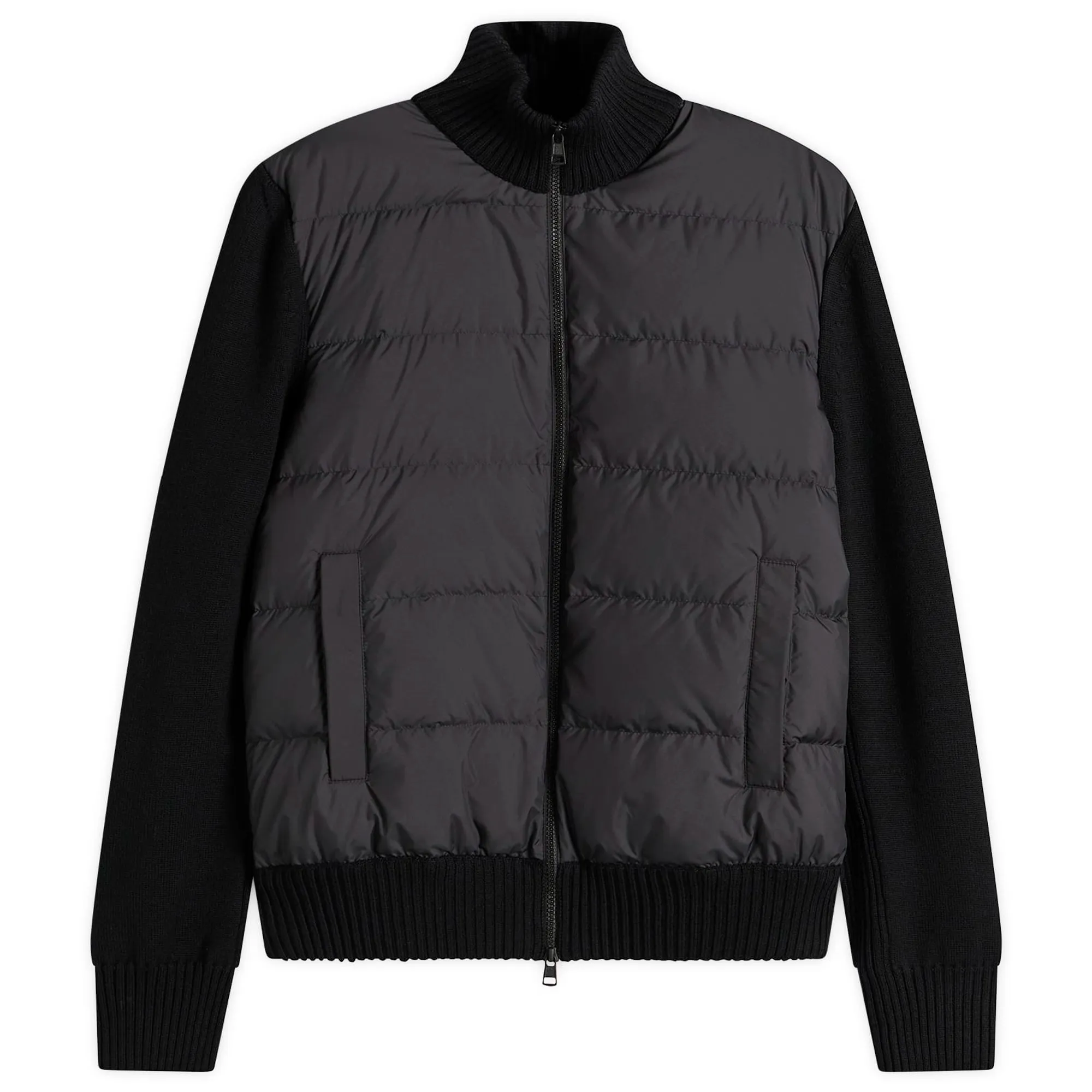 Moncler Men's Hybrid Padded Front Wool Zip Jacket Black