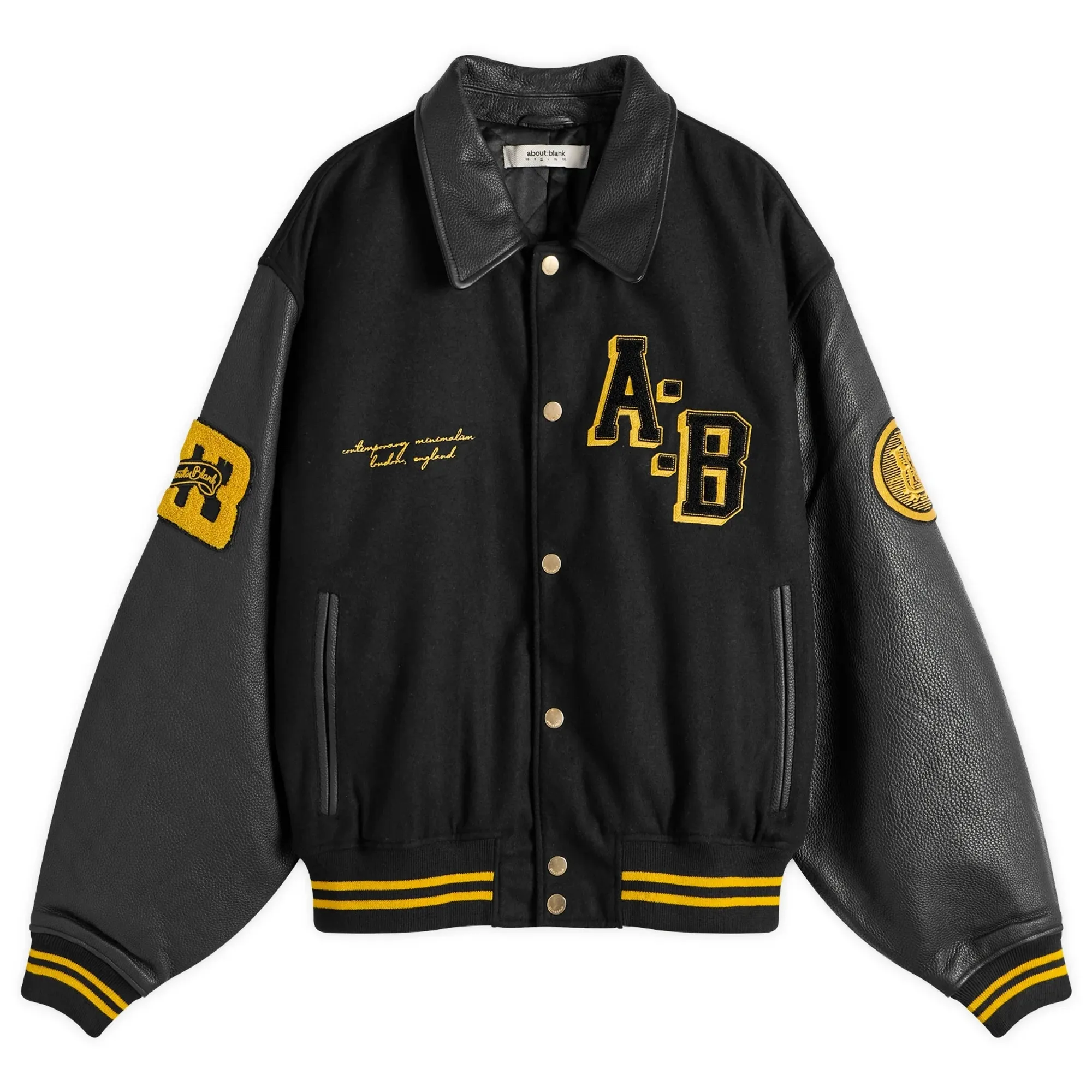 about:blank Men's Letterman Jacket Black