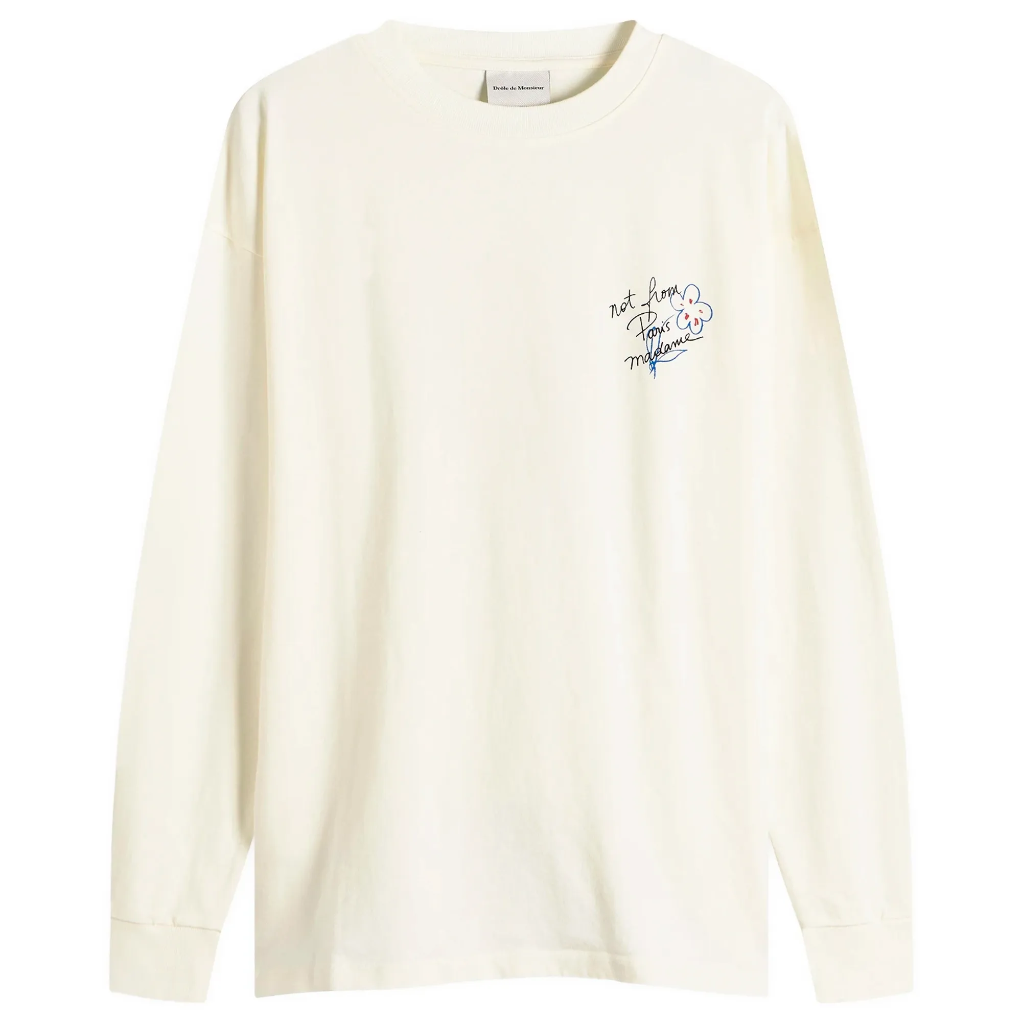 Drôle de Monsieur Men's Esquisse Slogan Long Sleeve T-shirt Off White