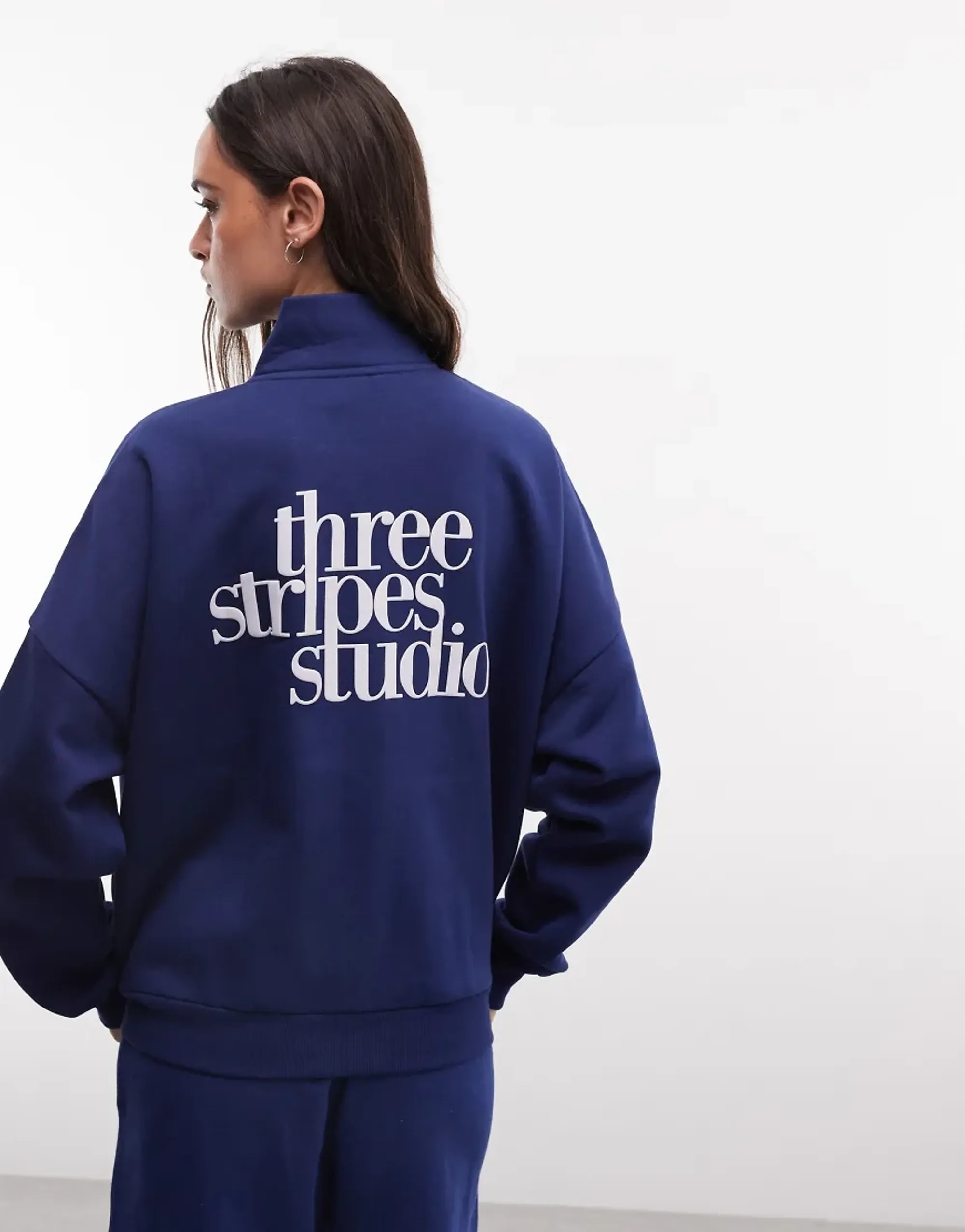 Adidas Performance Three Stripes Studios Long Track Top In Navy