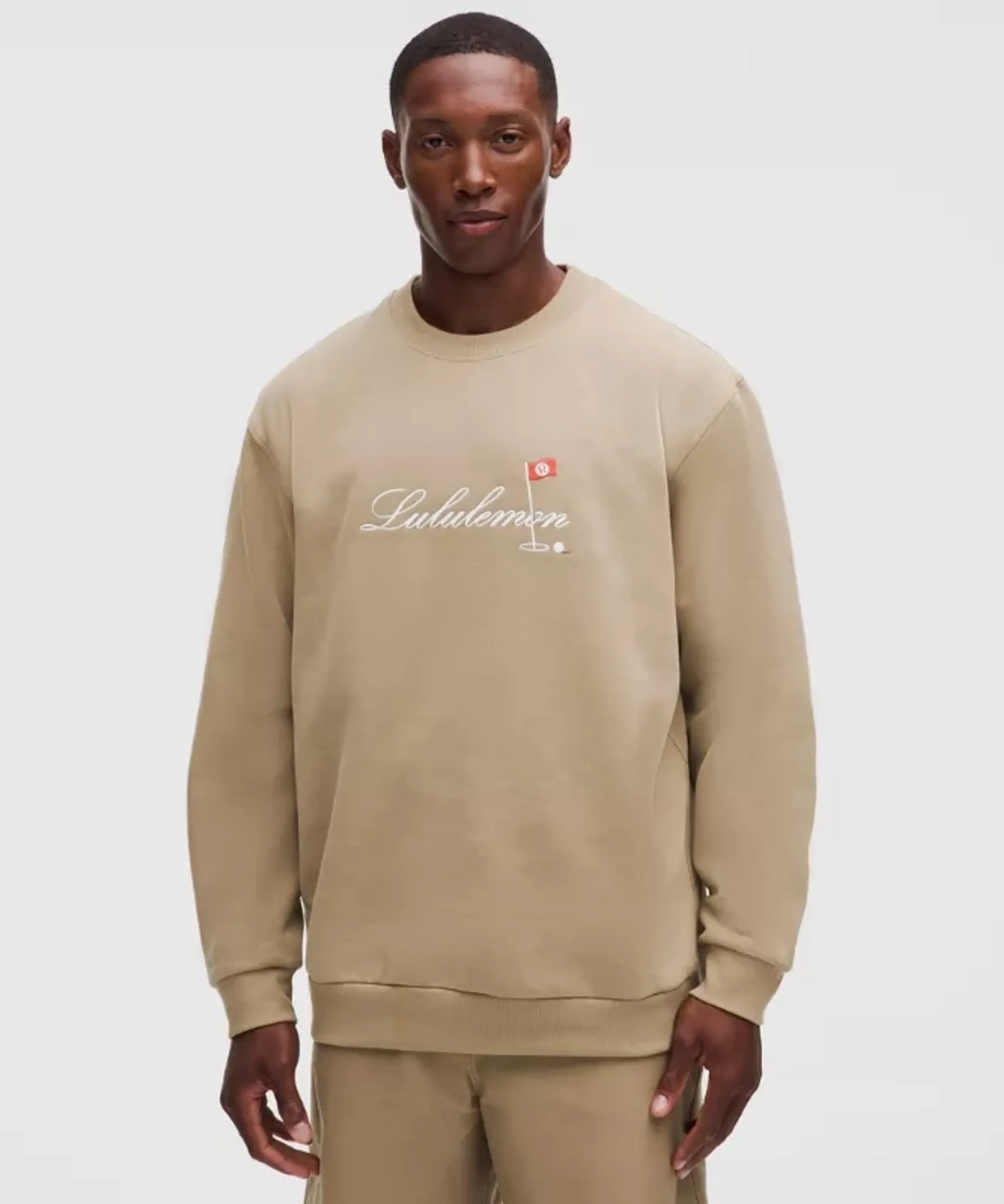 lululemon – Men's Steady State Crew Sweatshirt Golf Flag – Color Khaki – Size Large