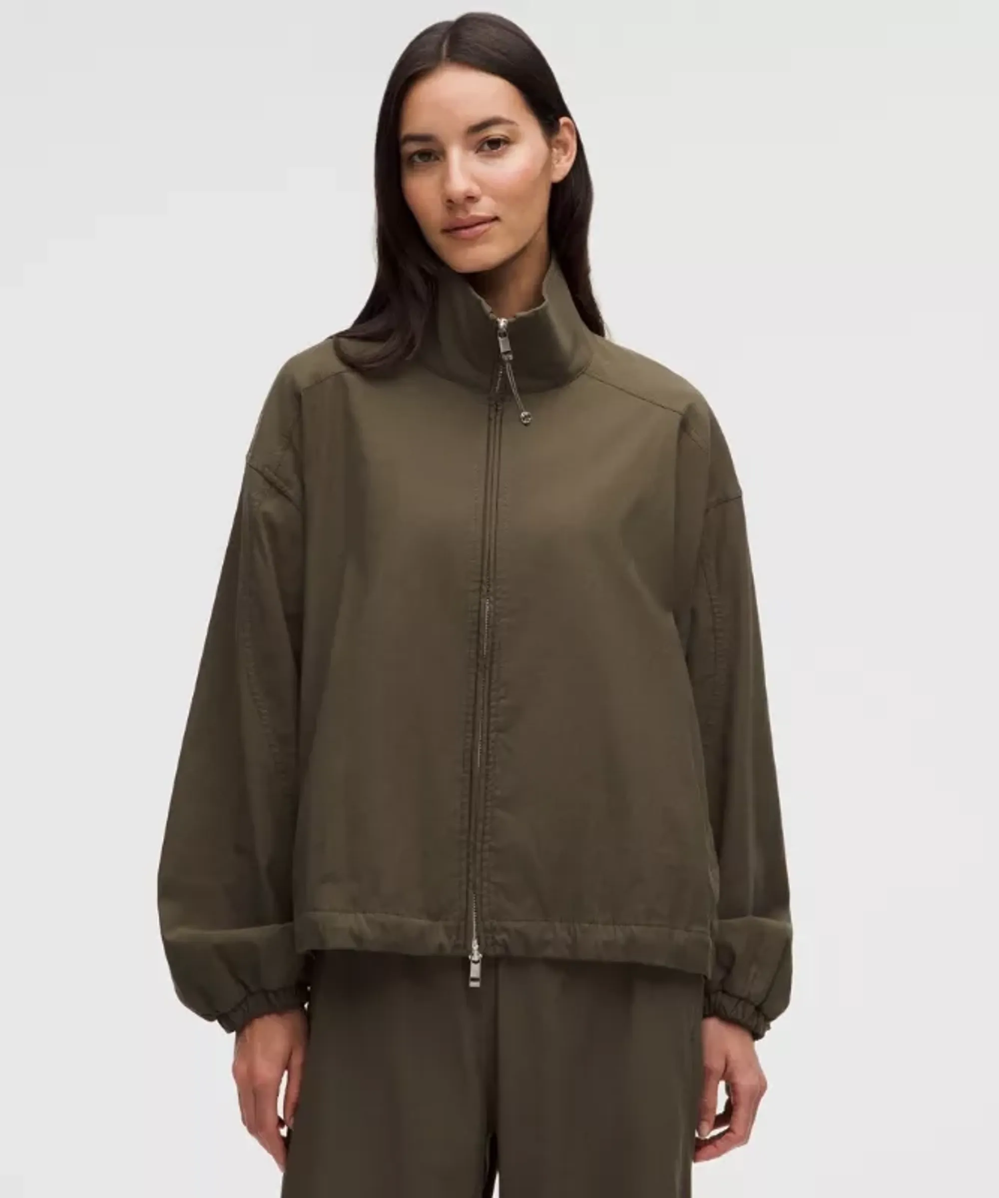 lululemon – Women's LuluLinen Funnel-Neck Jacket – Color Brown/Green – Size Large