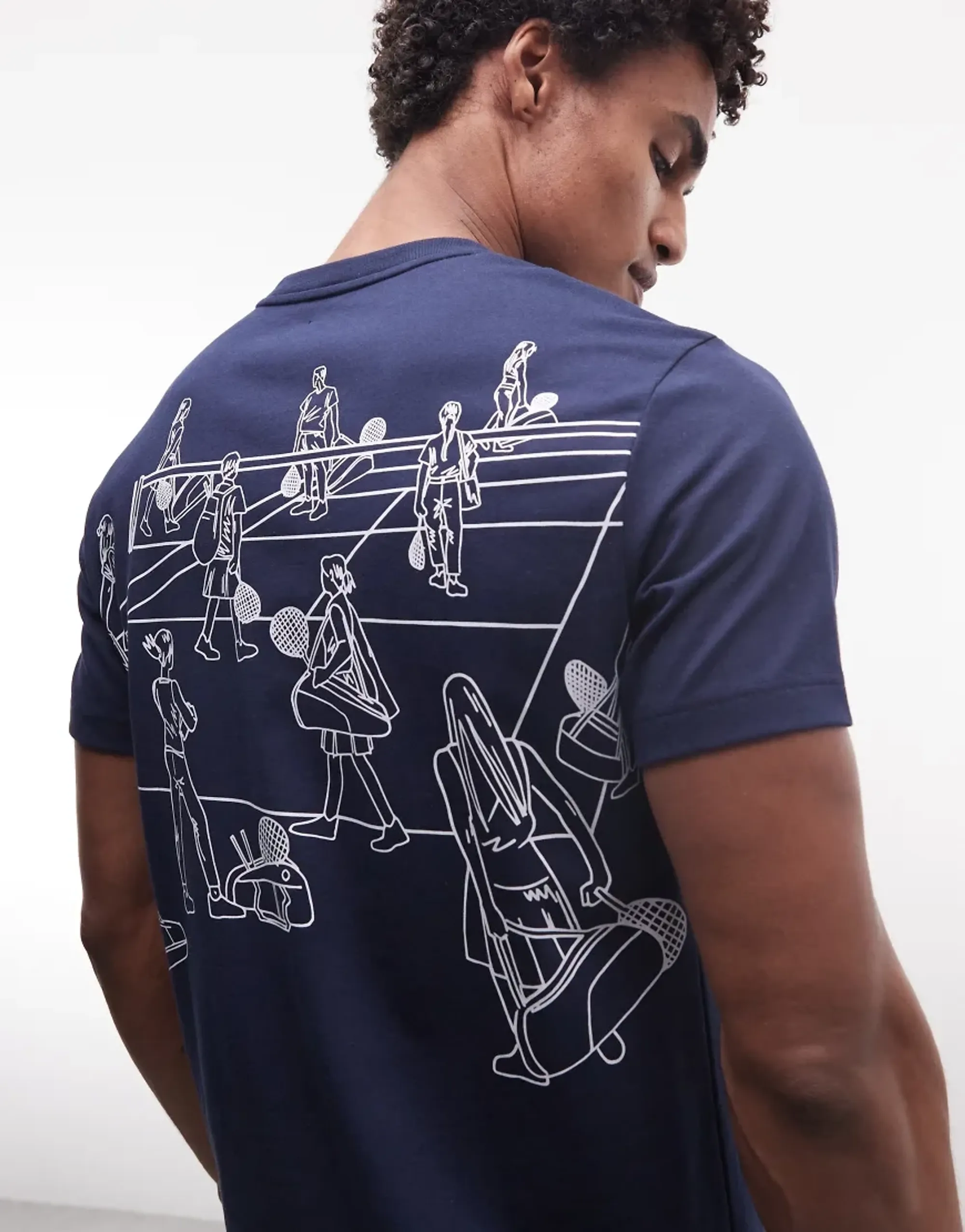 Lacoste Tennis Performance Technical Graphic Logo Jersey With Back Print In Navy