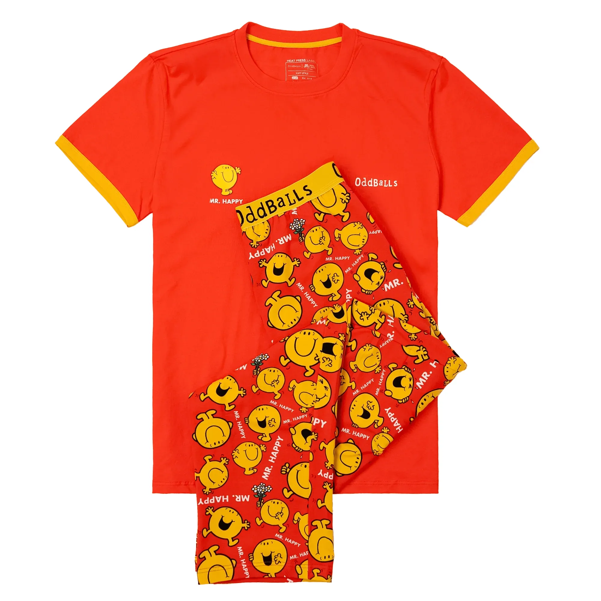 Mr Happy - Men's Long Pyjamas Set (T-Shirt & Trousers)