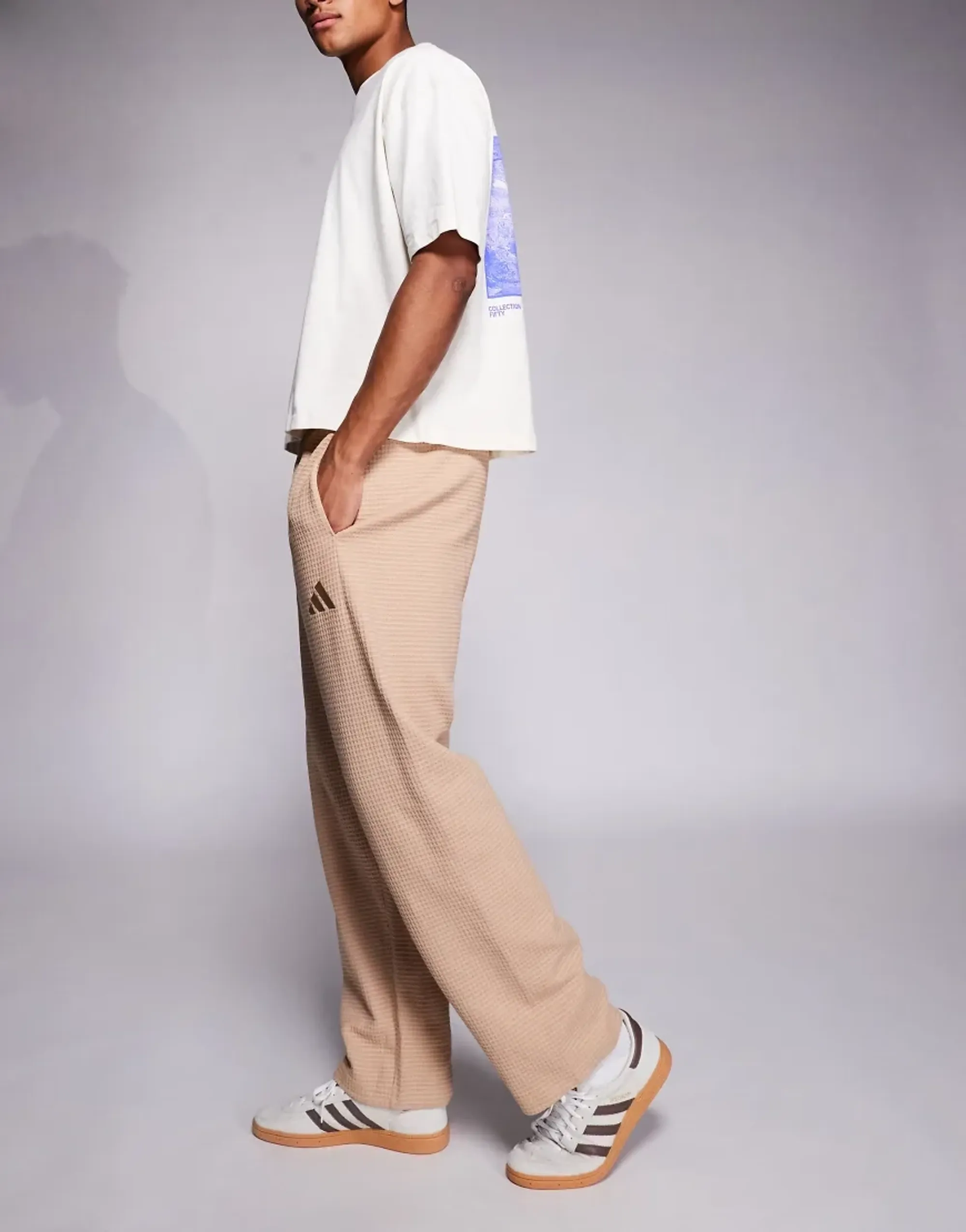 Adidas Sportswear Waffle Track Pants In Beige-Neutral