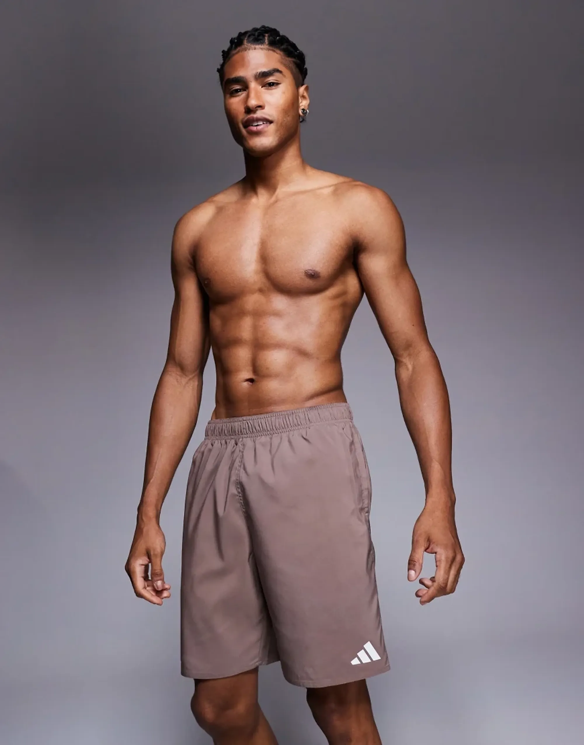 Adidas Training 8"" Swim Shorts In Brown