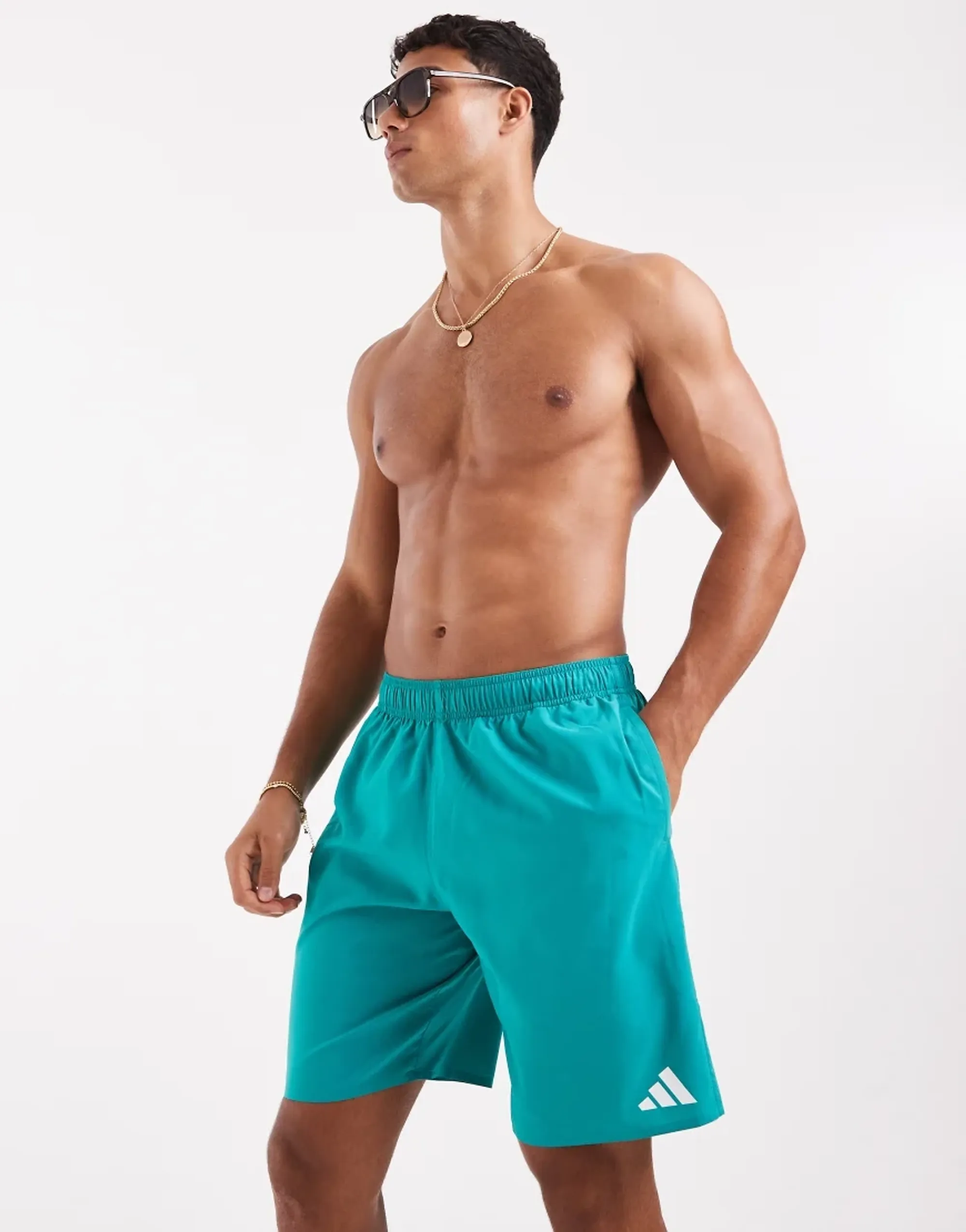 Adidas Training 5"" Swim Shorts In Teal-Blue