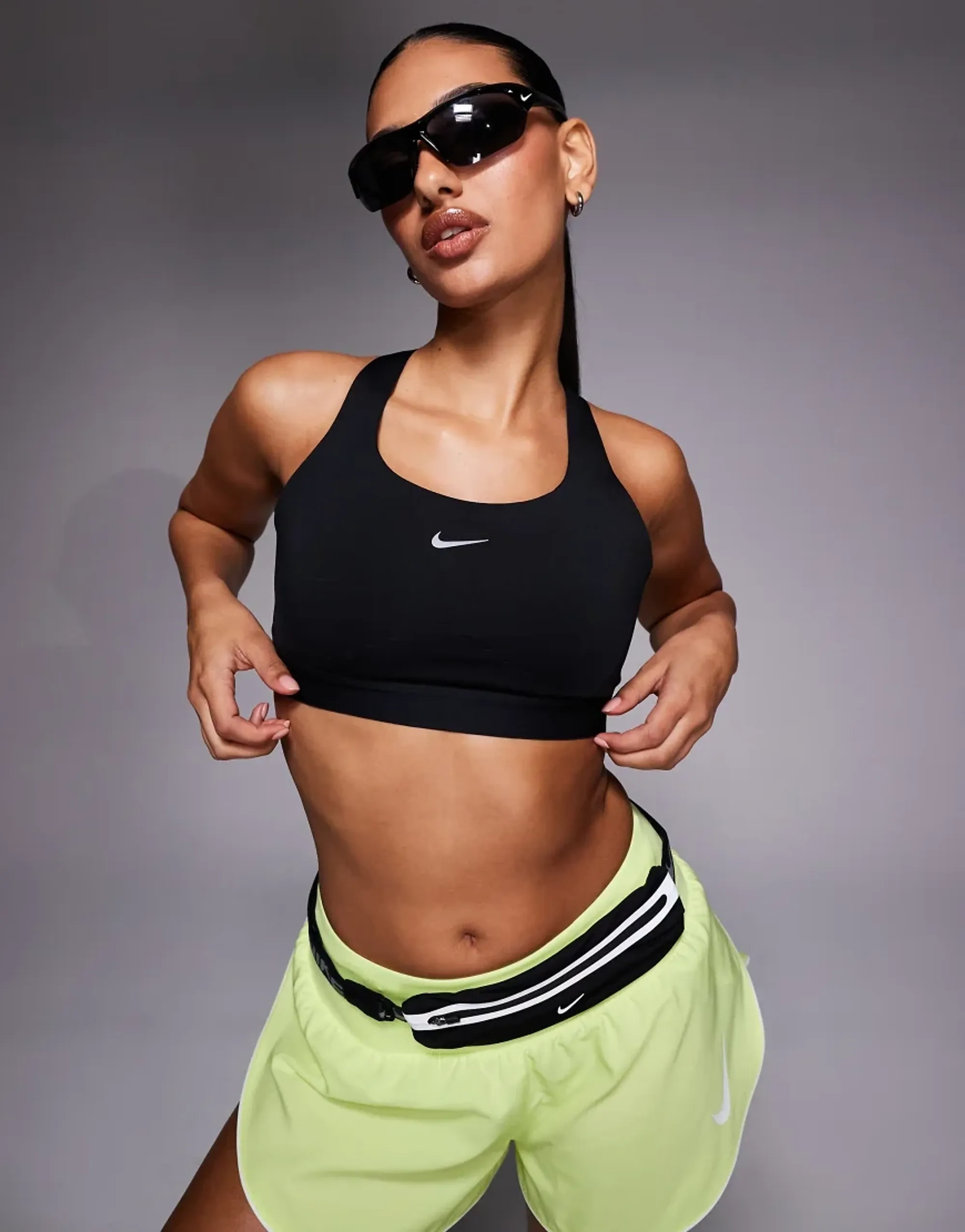 Nike Running Swift High Support Sports Bra In Black