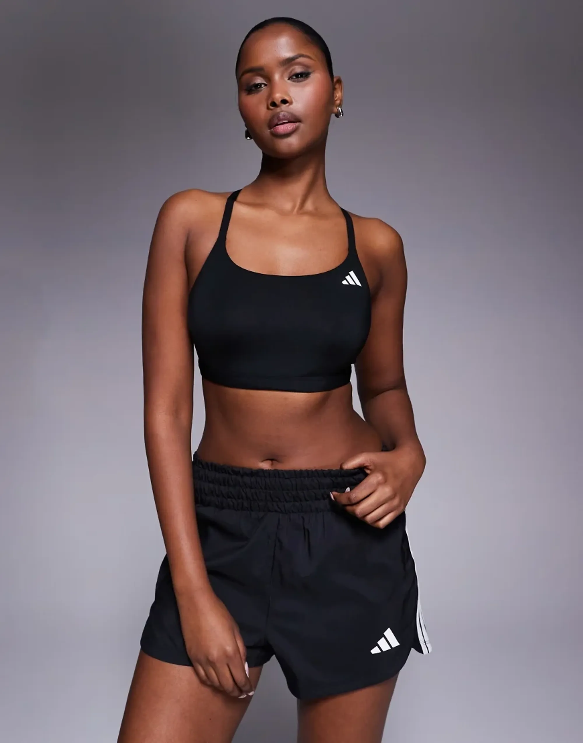 Adidas Training Optime Light Support Sports Bra In Black