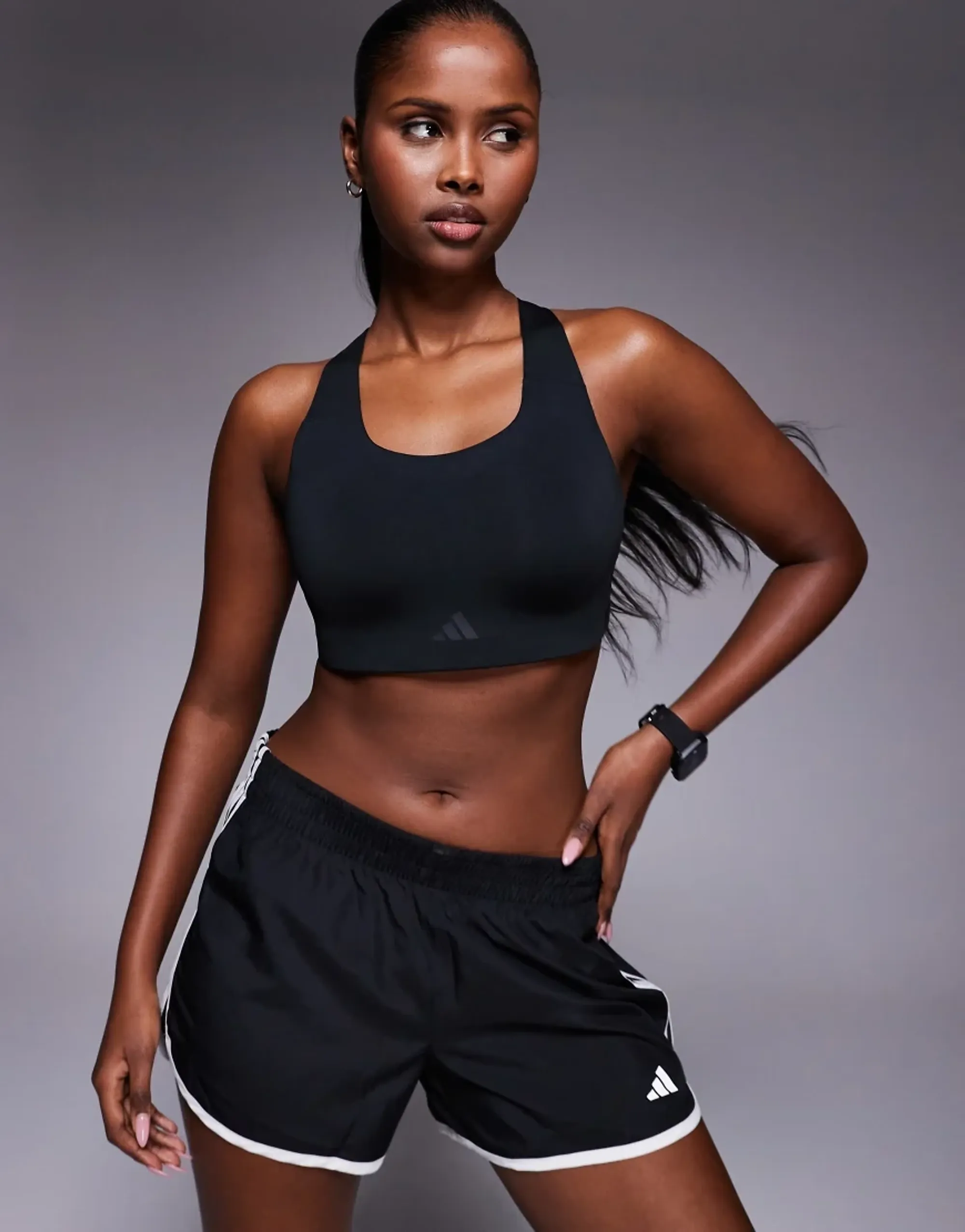 Adidas Training Power Essentials Sports Bra In Black