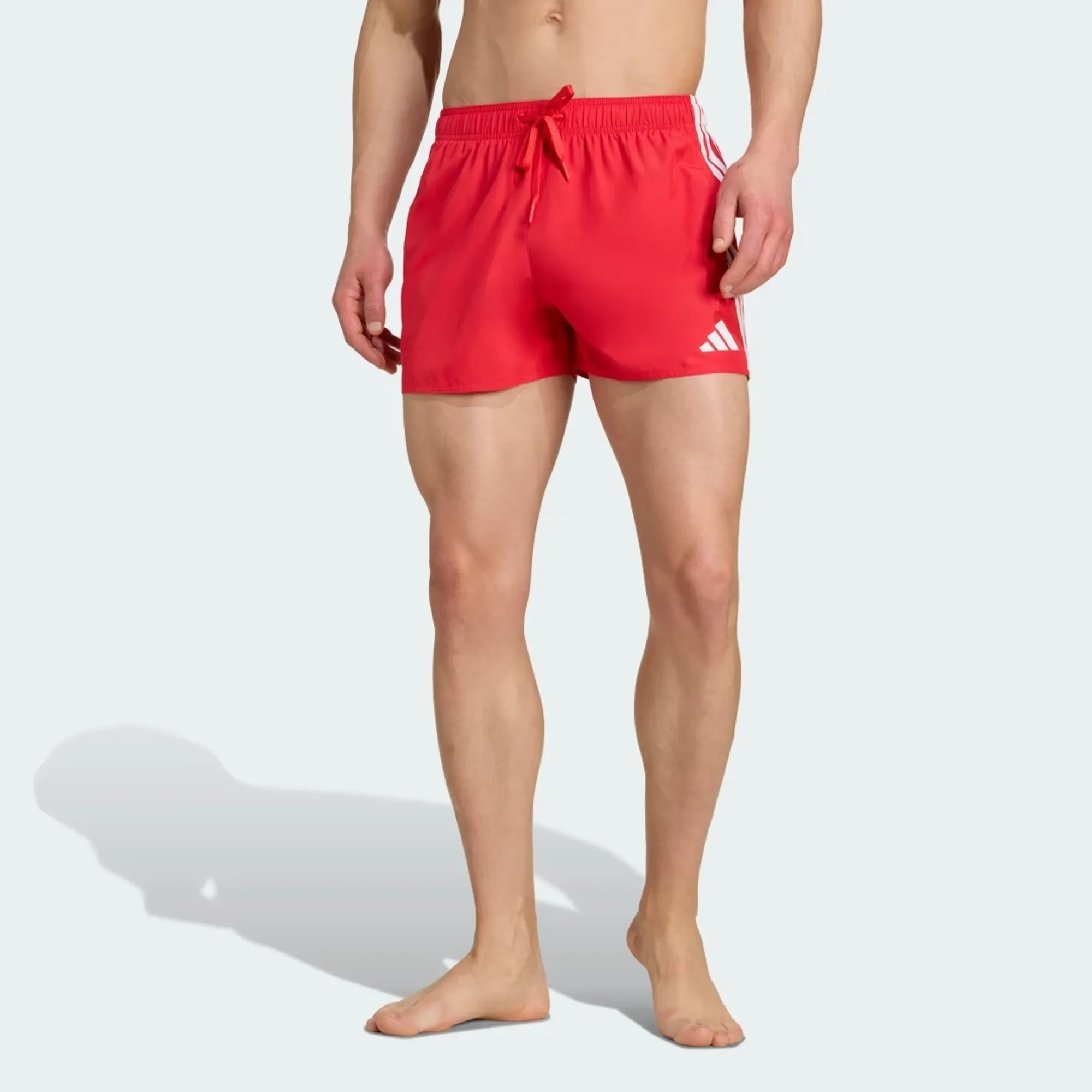Adidas Performance 3-Stripes Swim Shorts 3-Inch In Pure Ruby / White-Red
