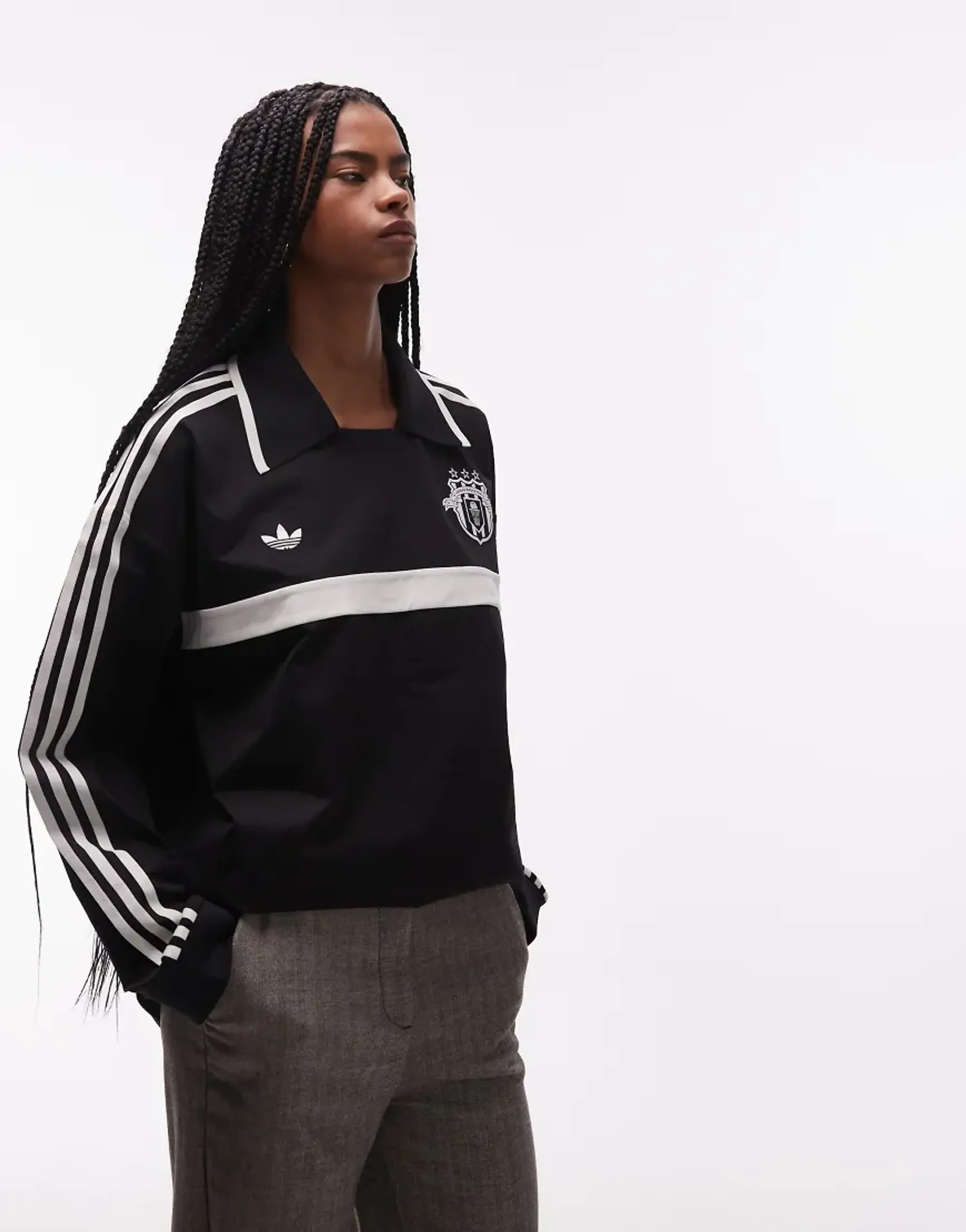 Adidas Originals Rugby Long Sleeve Polo Shirt In Black