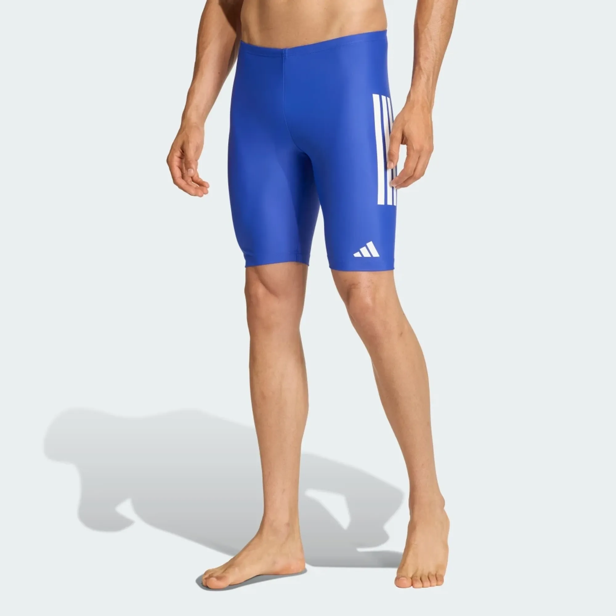 Adidas Performance 3-Stripes Swim Jammers 8-Inch In Semi Lucid Blue / White