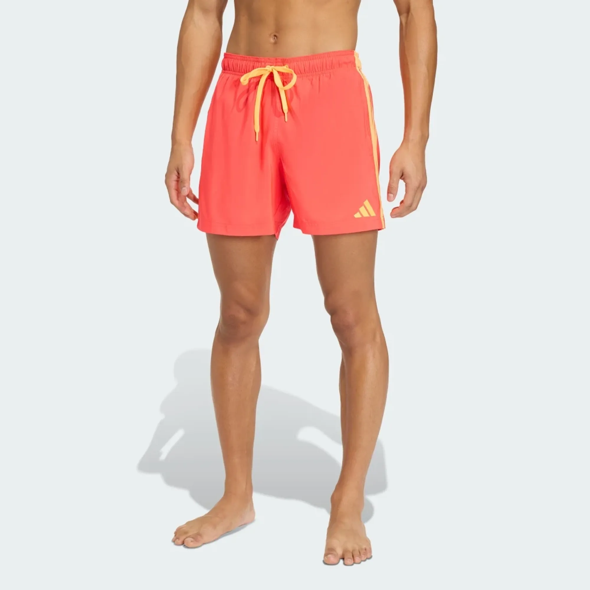 Adidas Performance 3 Stripes Swim Shorts 5 Inch In Lucid Red