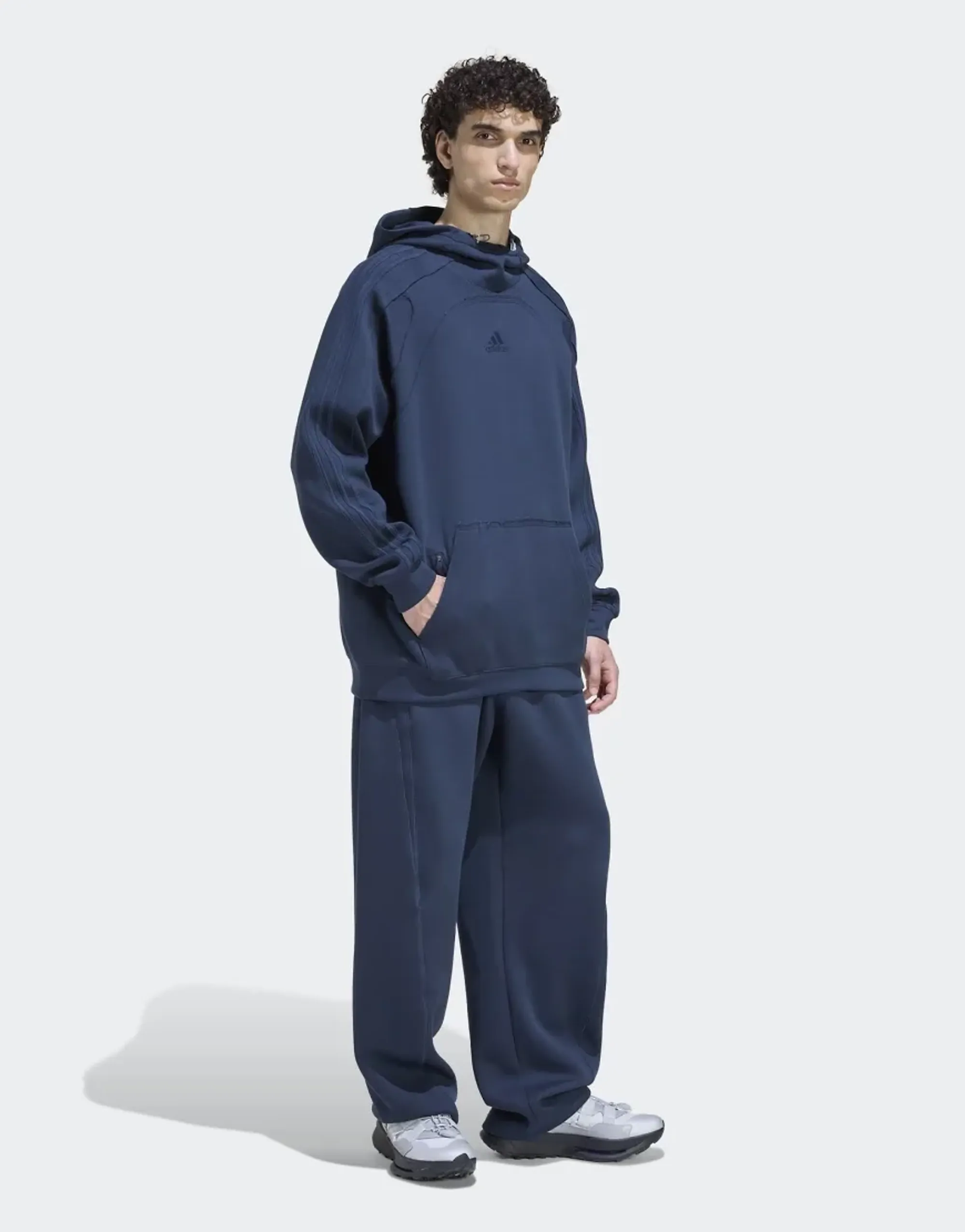 Adidas Originals Spacer Cutline Open Hem Pants In Aurora Ink-Navy