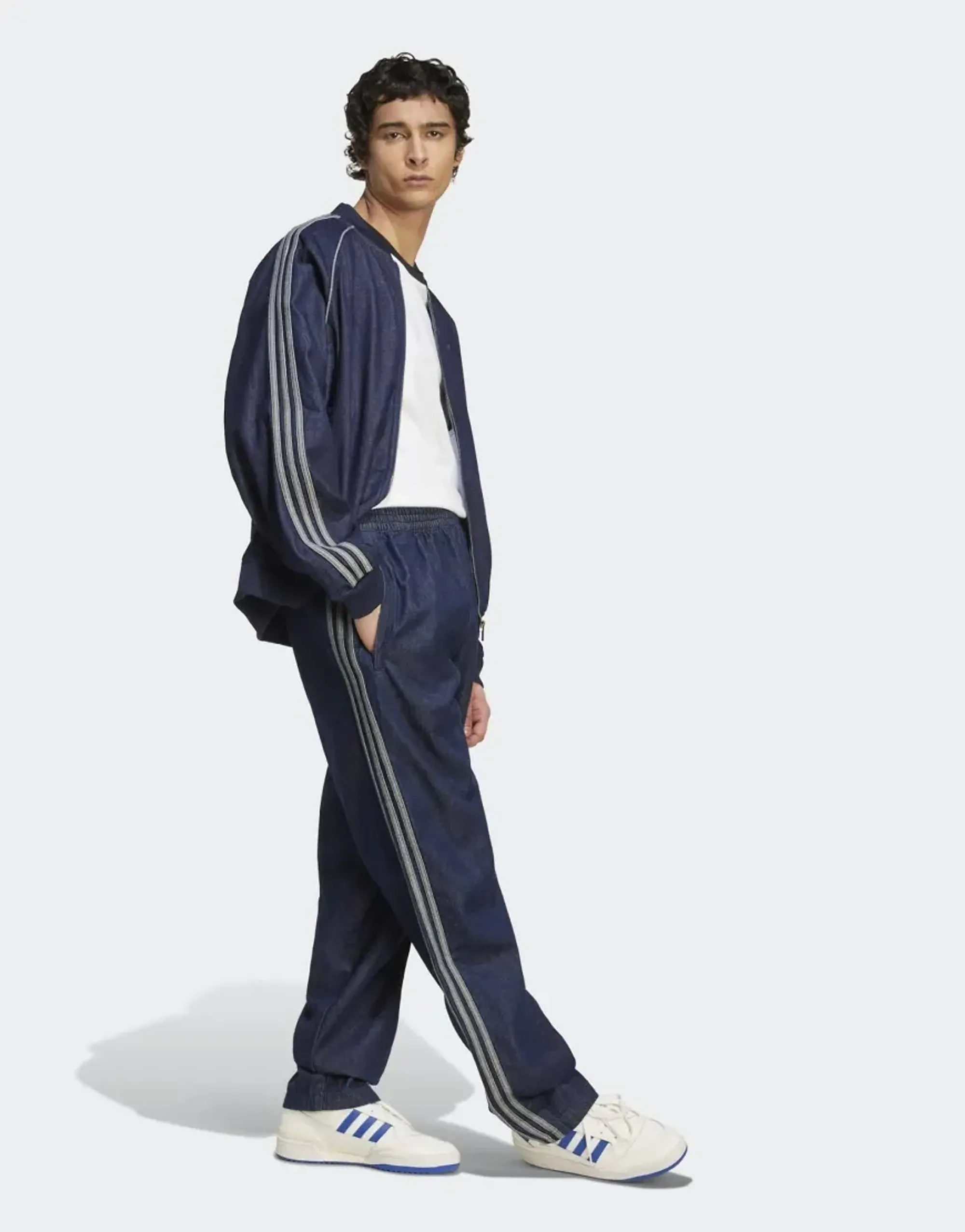 Adidas Originals Adidas Adicolor Loose Trackpant Denim Stone In Indigo Denim-Blue