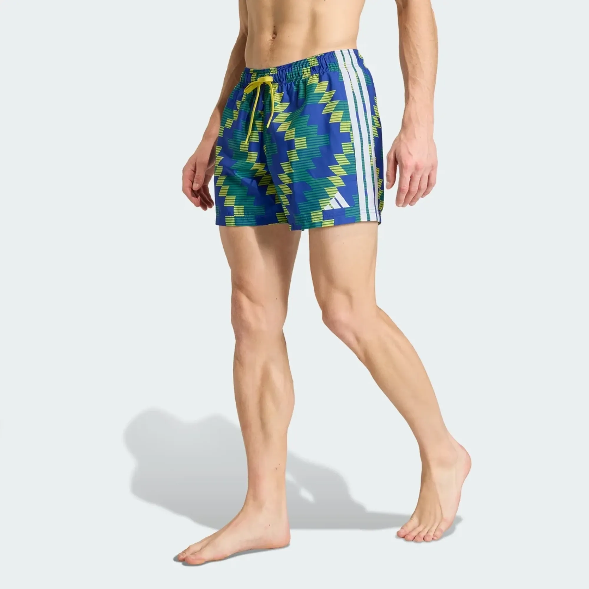 Adidas Performance Football-Inspired Graphic Swim Shorts 5 Inch In Bright Yellow / White