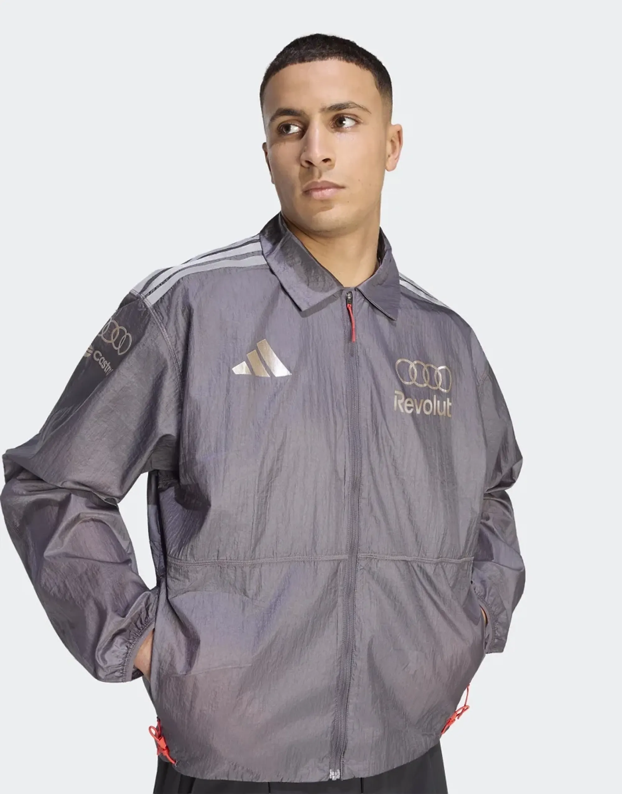 Adidas Performance Audi Formula One Team Driver Paddock Jacket Men In Grey Strata