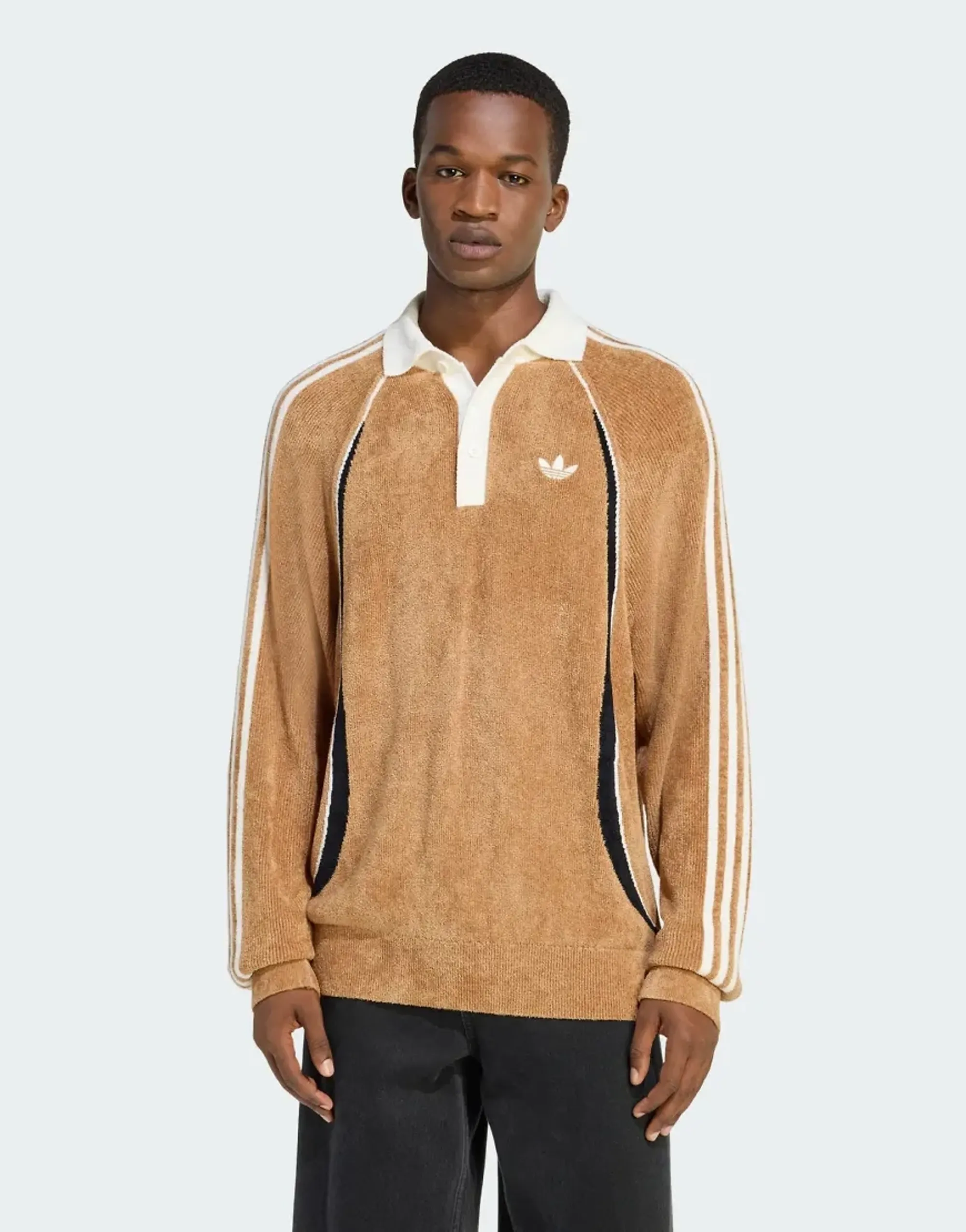 Adidas Originals Retro Remix Teamgeist Polo In Cardboard / Black / Off White-Brown