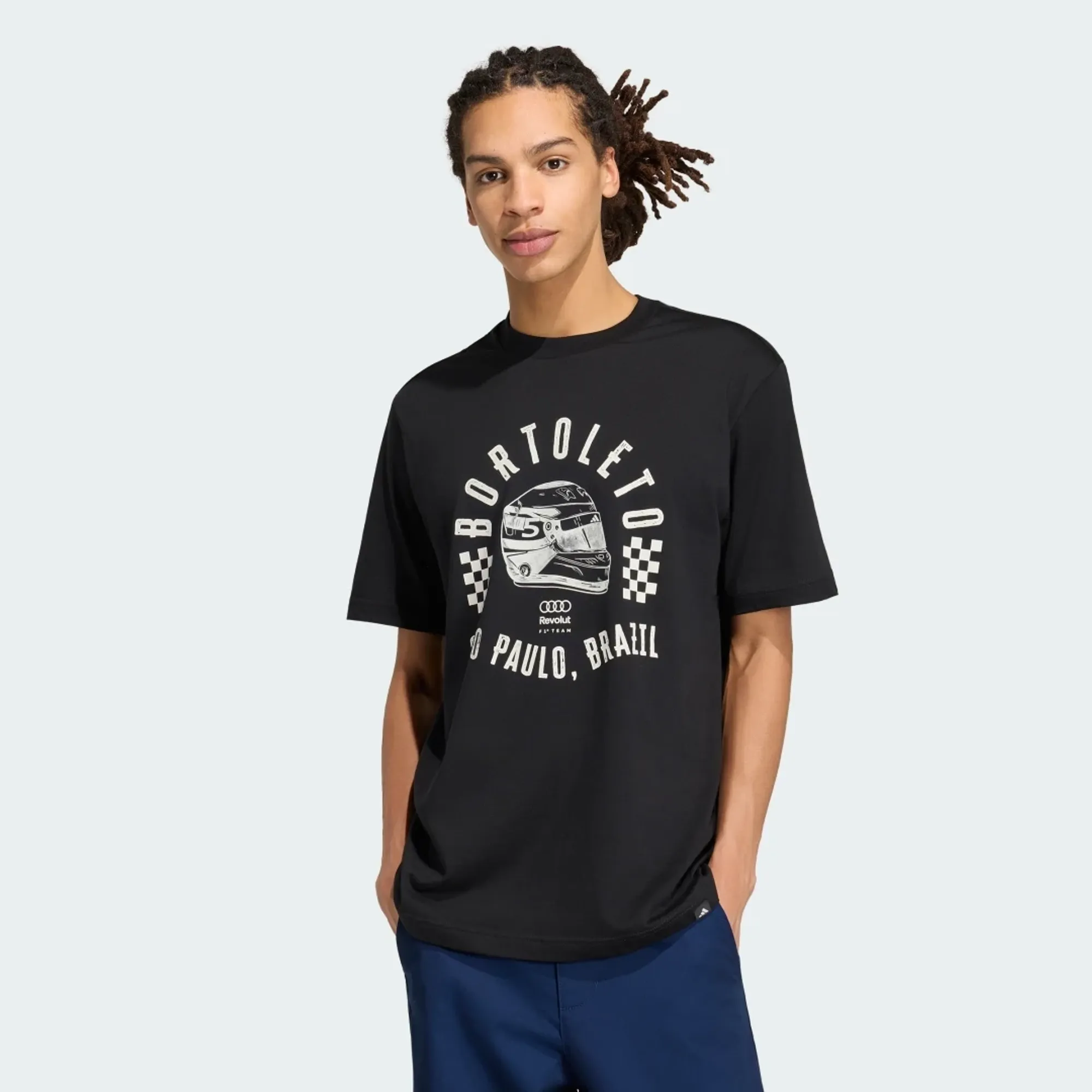Adidas Performance Audi Revolut F1 Team Gabriel Bortoleto Graphic Ii Tee In Black / Off White