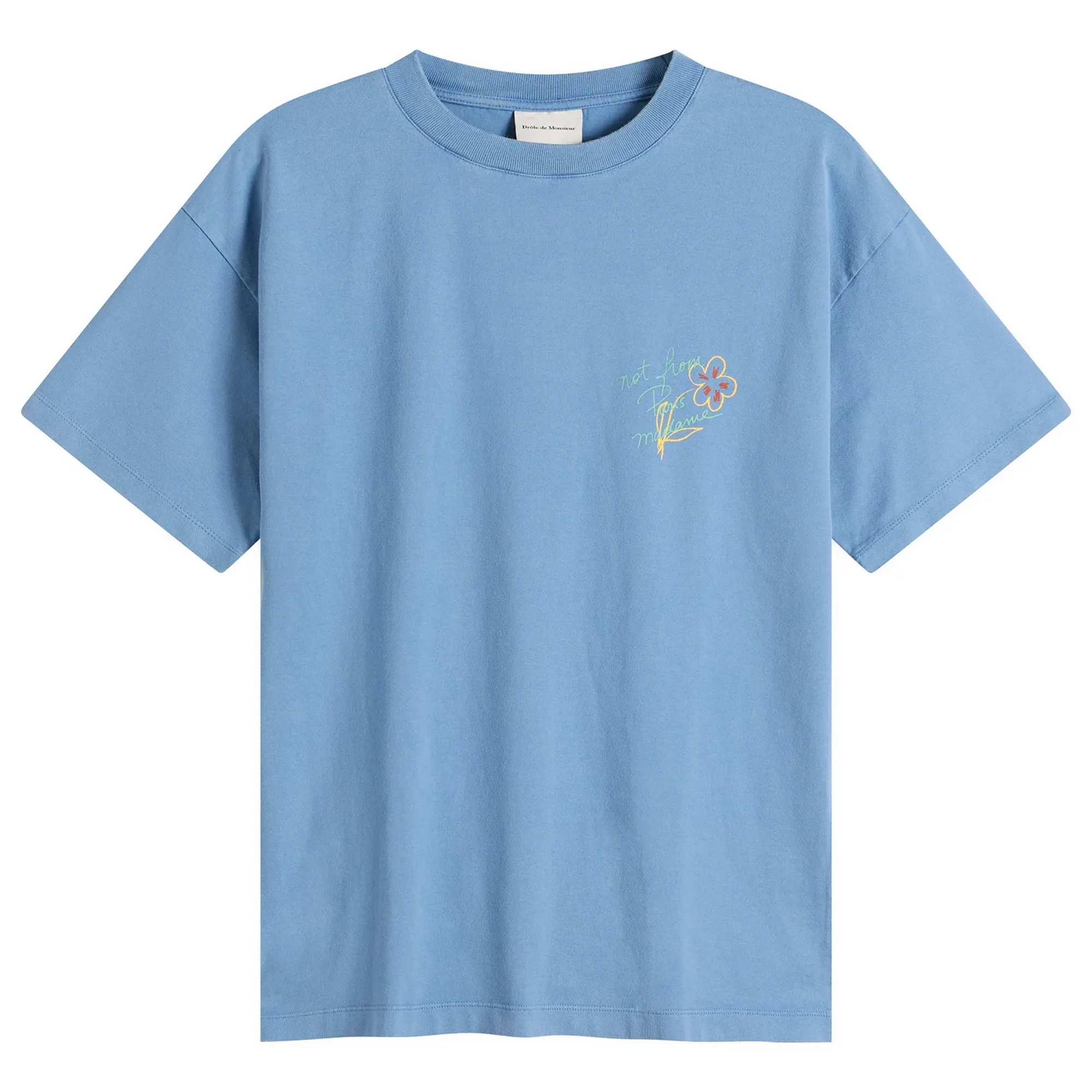 Drôle de Monsieur Men's Esquisse Slogan T-shirt Light Blue