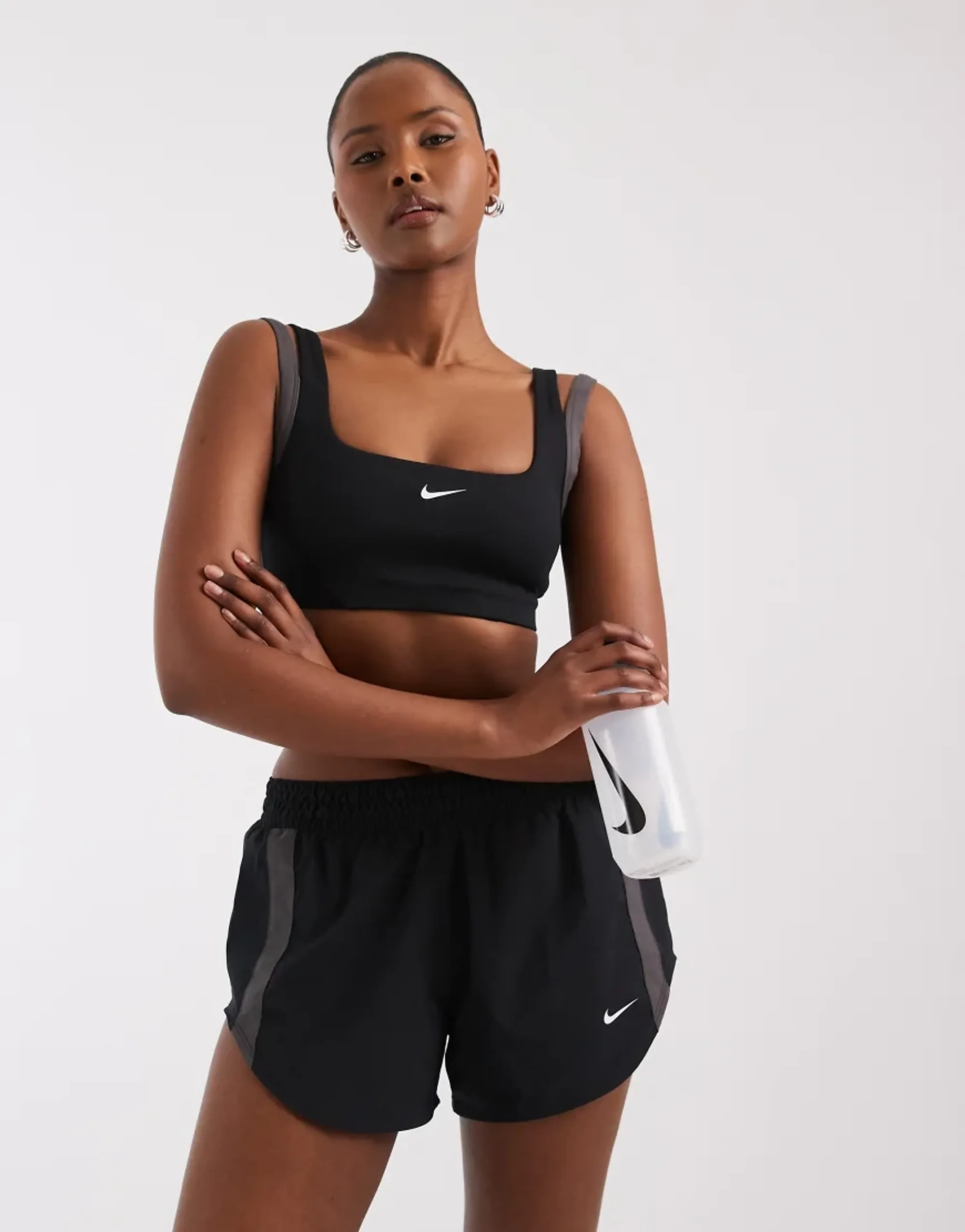 Nike Training One Dri-Fit Double Lined Sports Bra In Black And Grey