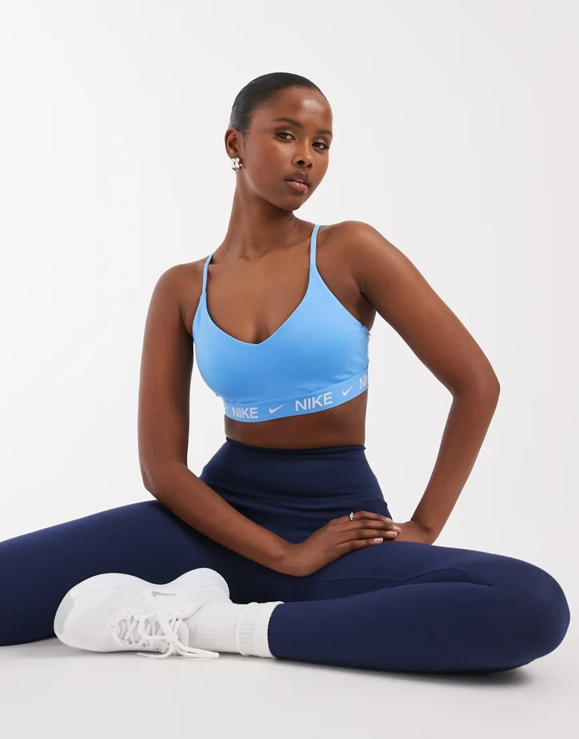 Nike Training Dri-Fit Indy Light Support Sports Bra In Light Blue
