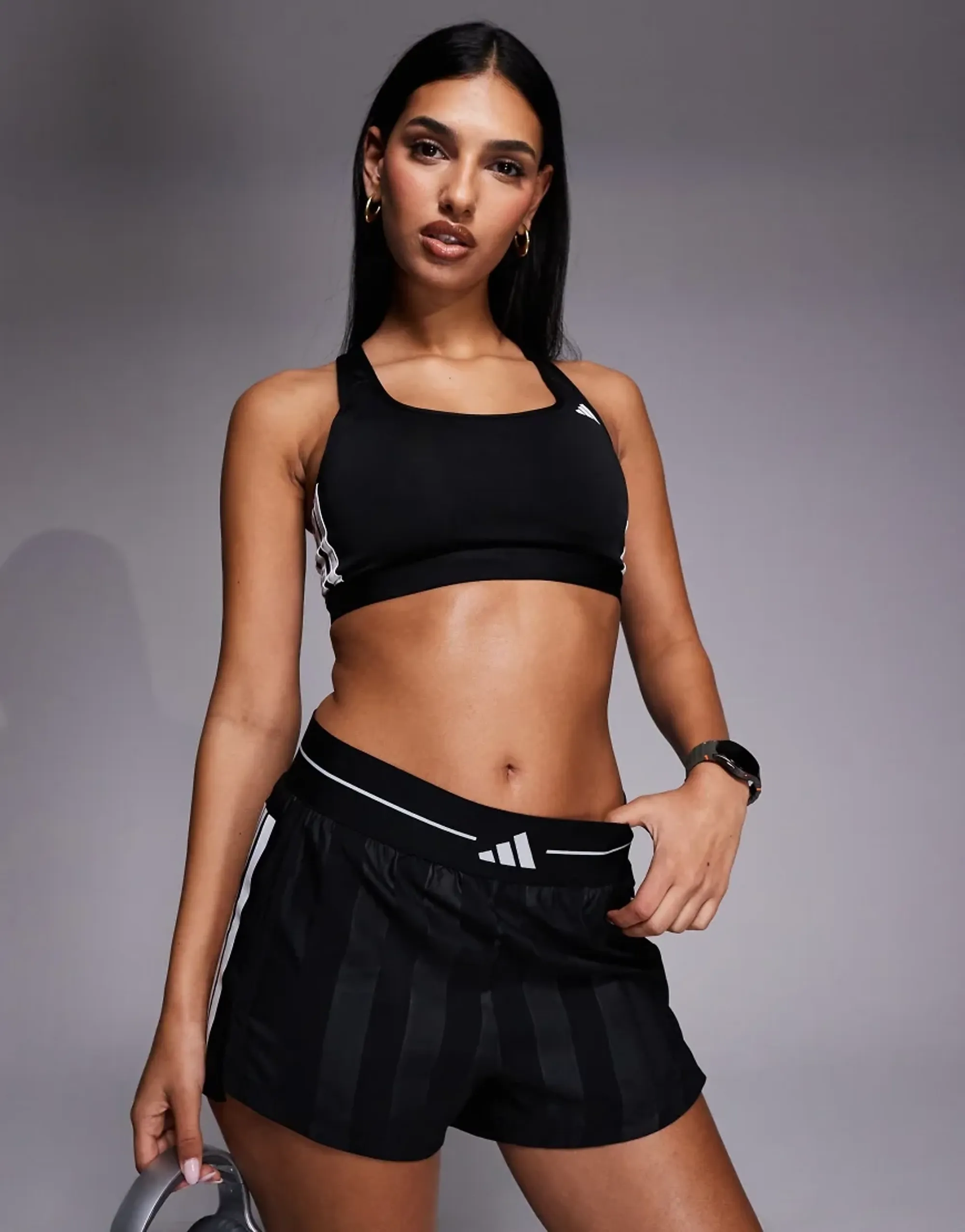 Adidas Training Optime Essentials Mid Support Sports Bra In Black
