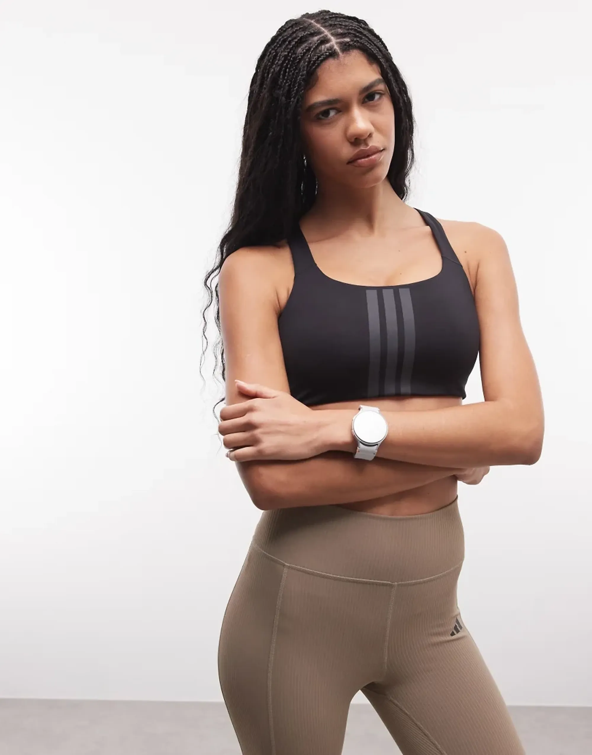 Adidas Optime Workout 3 Stripes Medium Impact Sports Bra