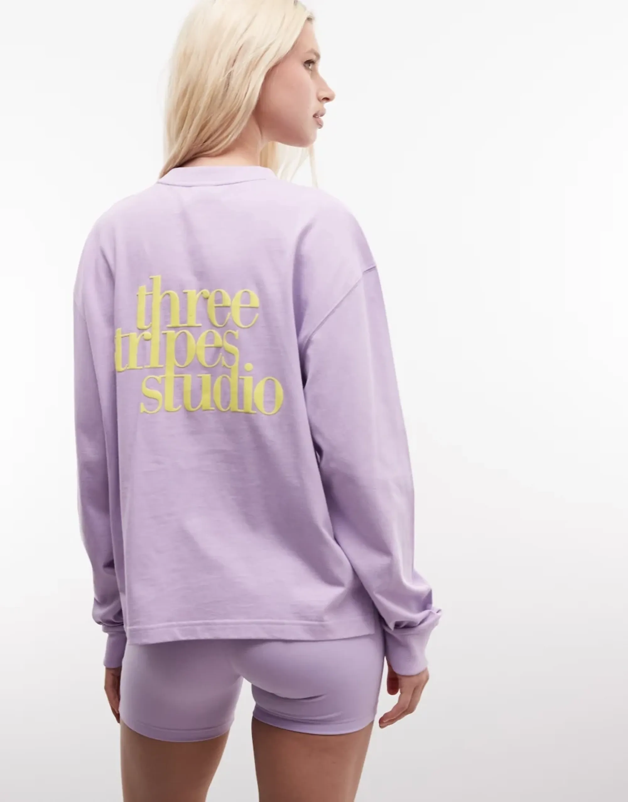 Adidas Performance Three Stripes Studios Long Sleeve Top In Purple