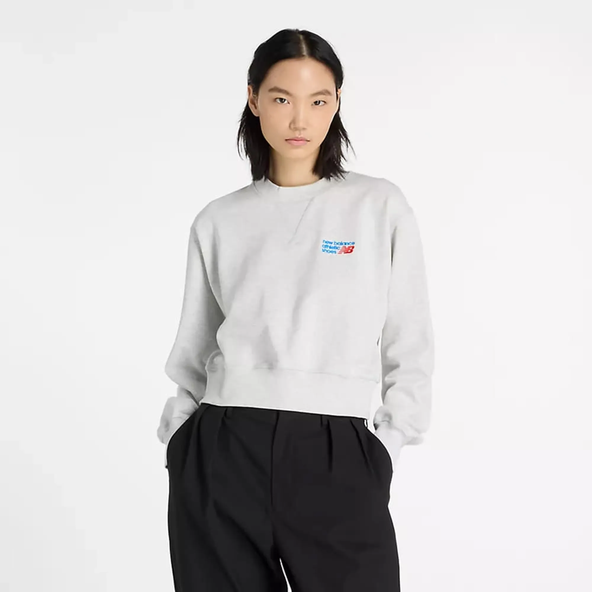 Sweatshirt New Balance Athletics Premium Logo Relaxed Crop Crew Ash Heather Xl