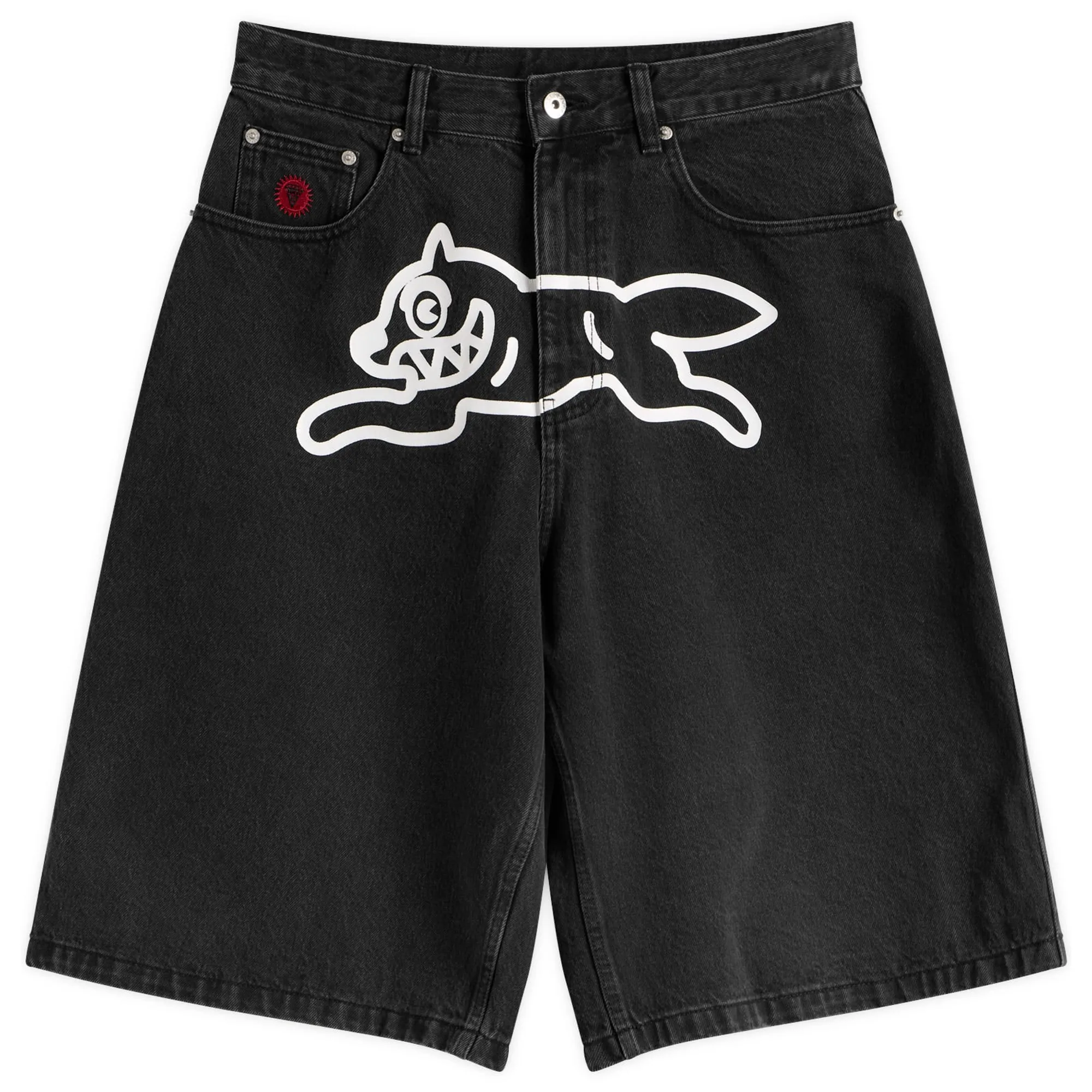 ICECREAM Men's Running Dog Triple Scoop Denim Shorts Black