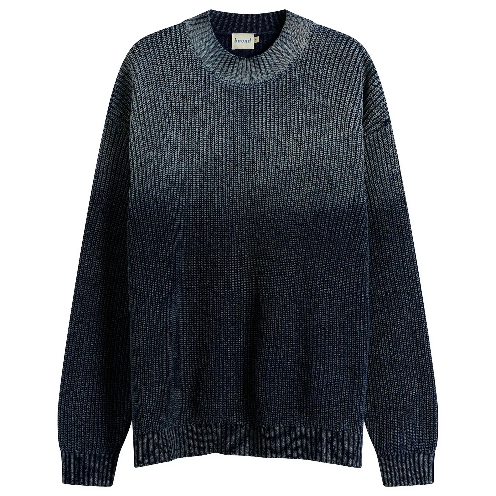 Bound Men's Spray Wash Cropped Knit Jumper Midnight Blue