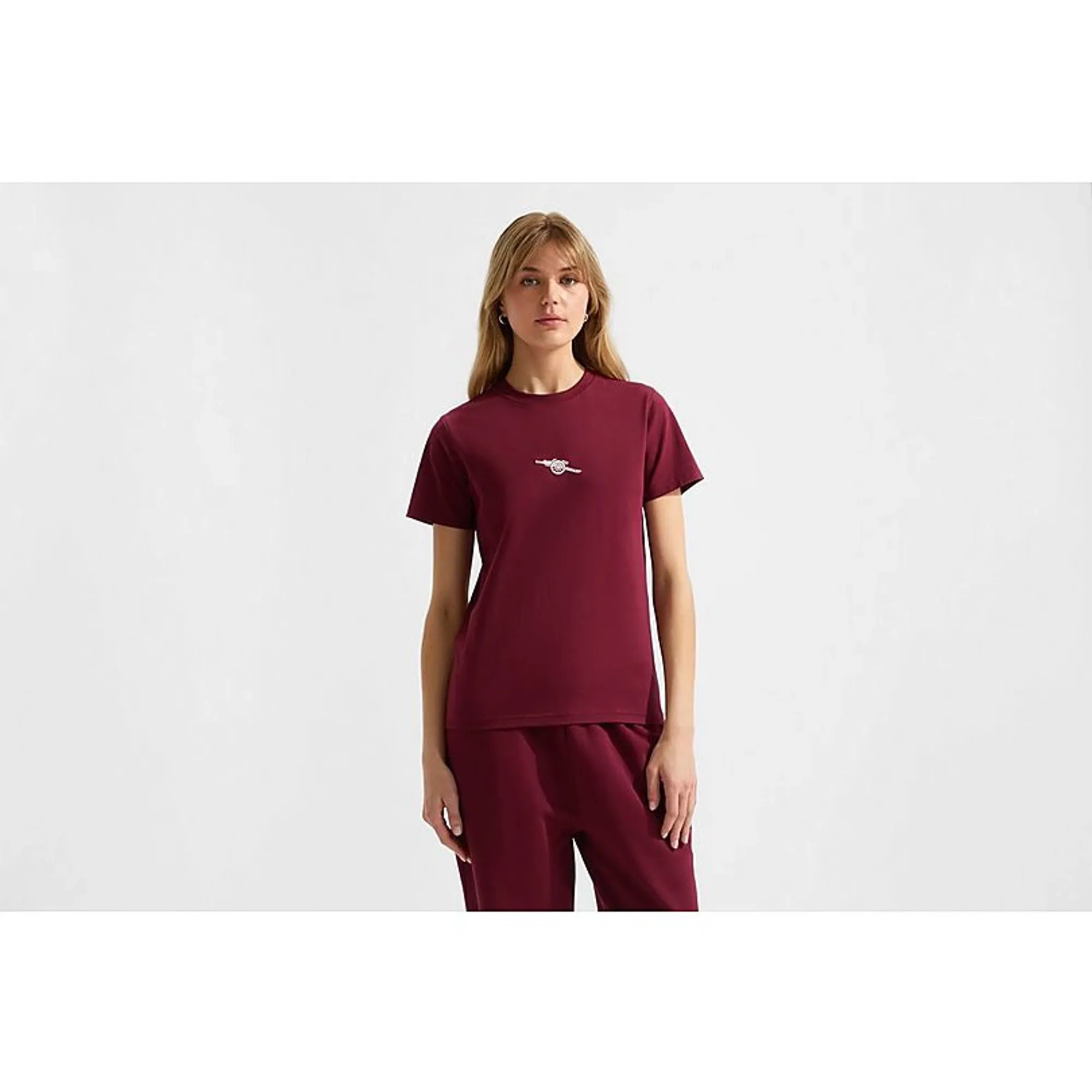 Arsenal Womens Essentials Burgundy T-Shirt, Red