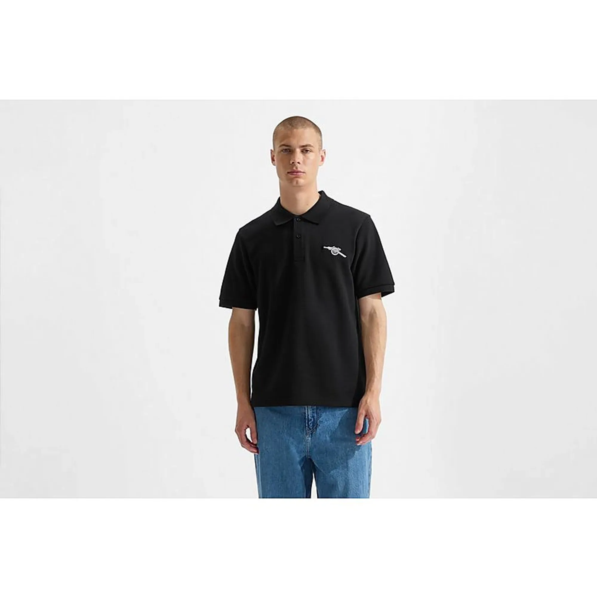 Arsenal Essentials Black Polo Shirt, Black