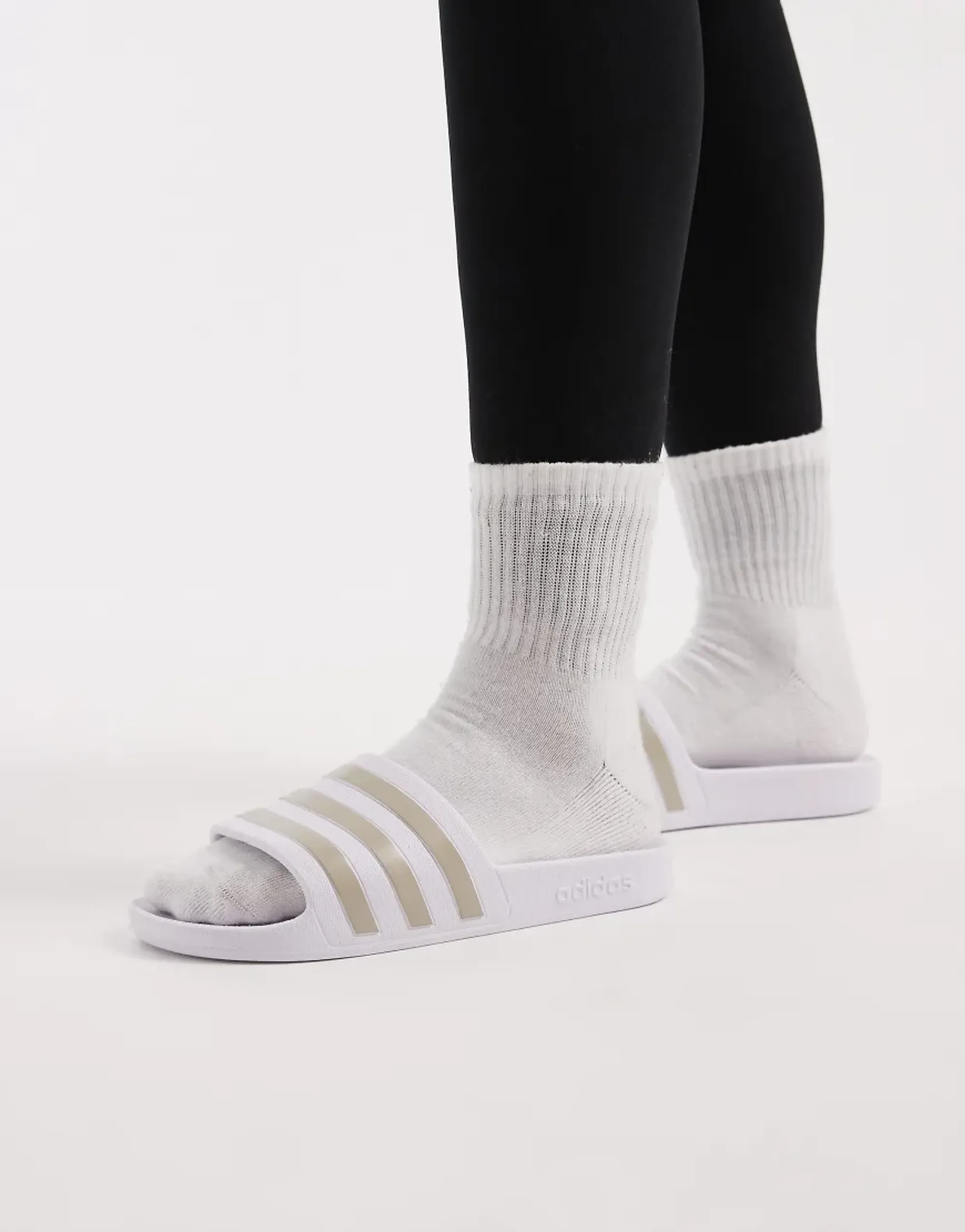 Adidas Swimming Adilette Aqua Sliders In White