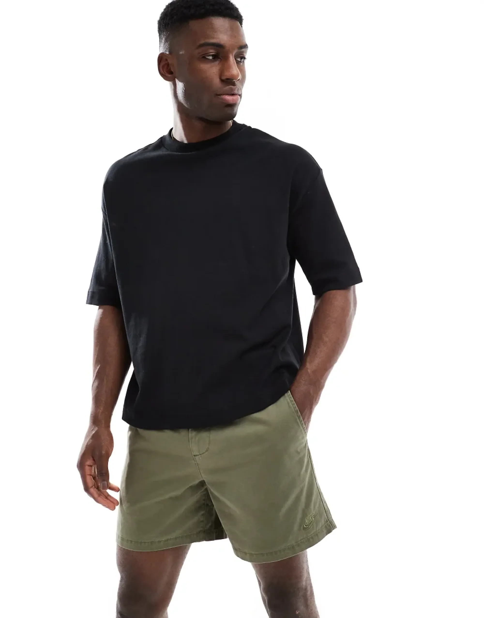 Nike Club Washed Chino Shorts In Khaki-Green