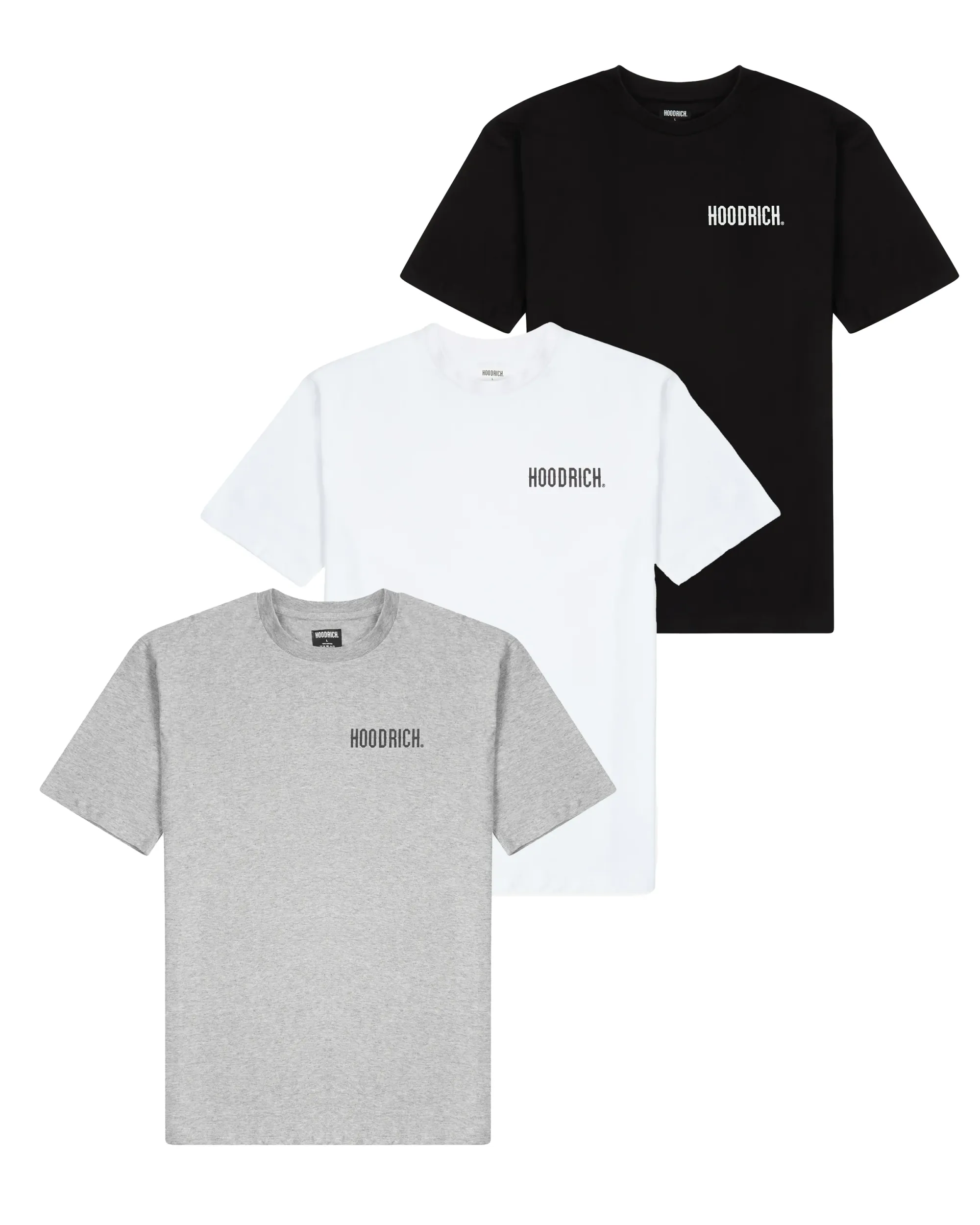 Hoodrich OG Core 3 Pack T-Shirts - Black/White/Grey