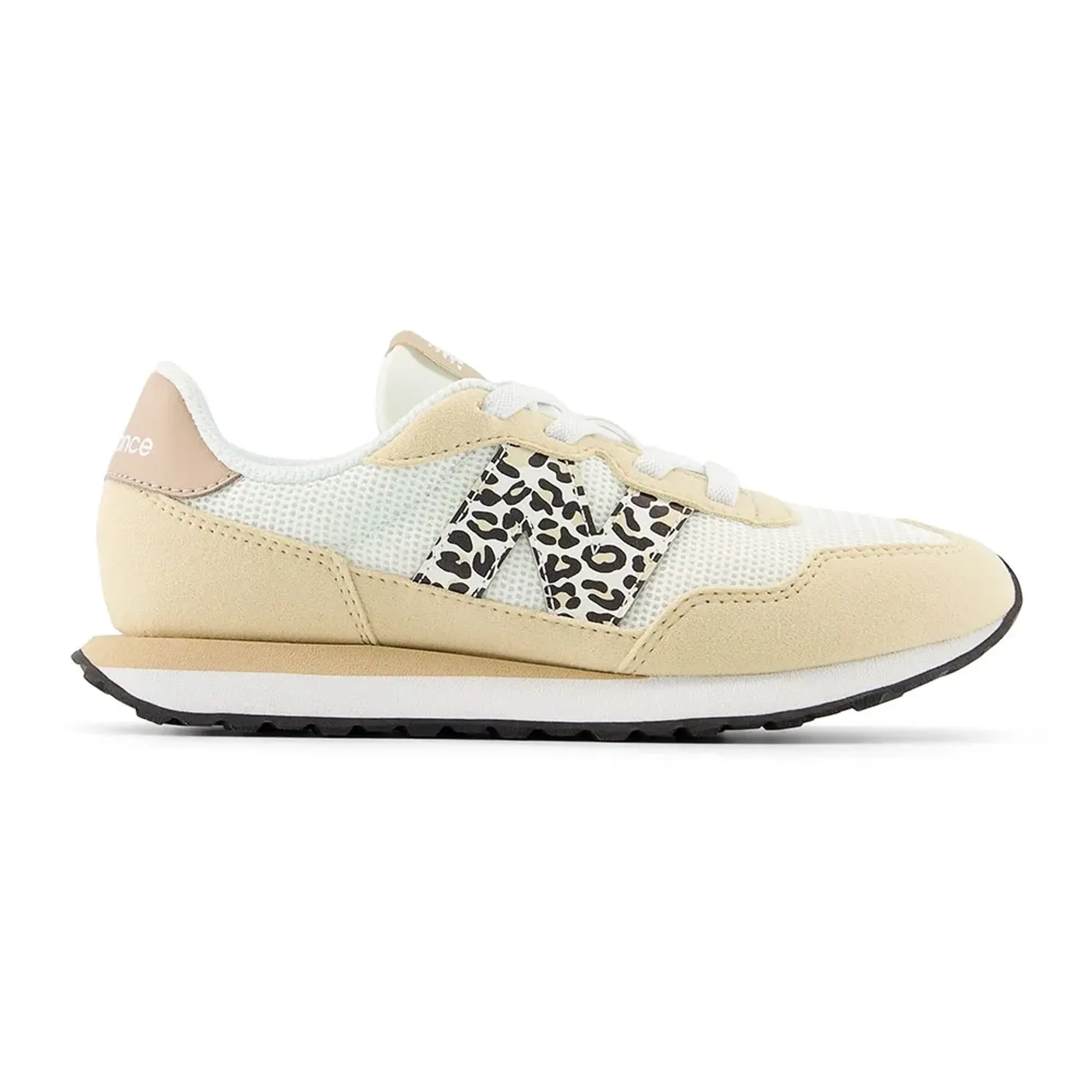 New Balance Kids' 237 Bungee Lace in White/Beige Synthetic