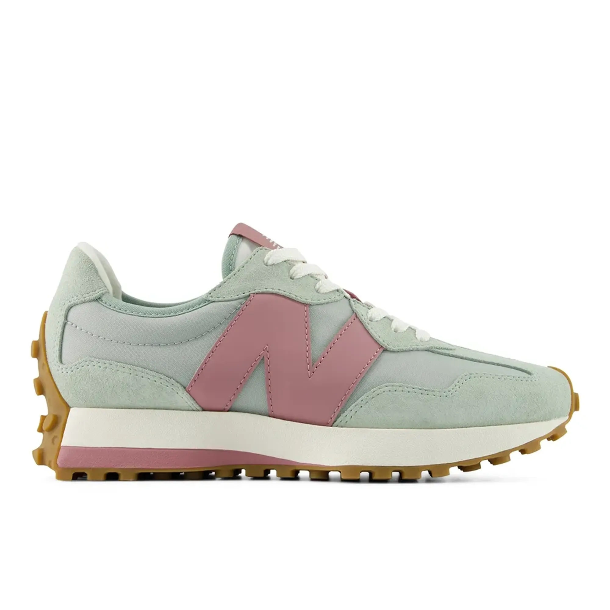 New Balance Women's 327 in Grey/Pink Suede/Mesh