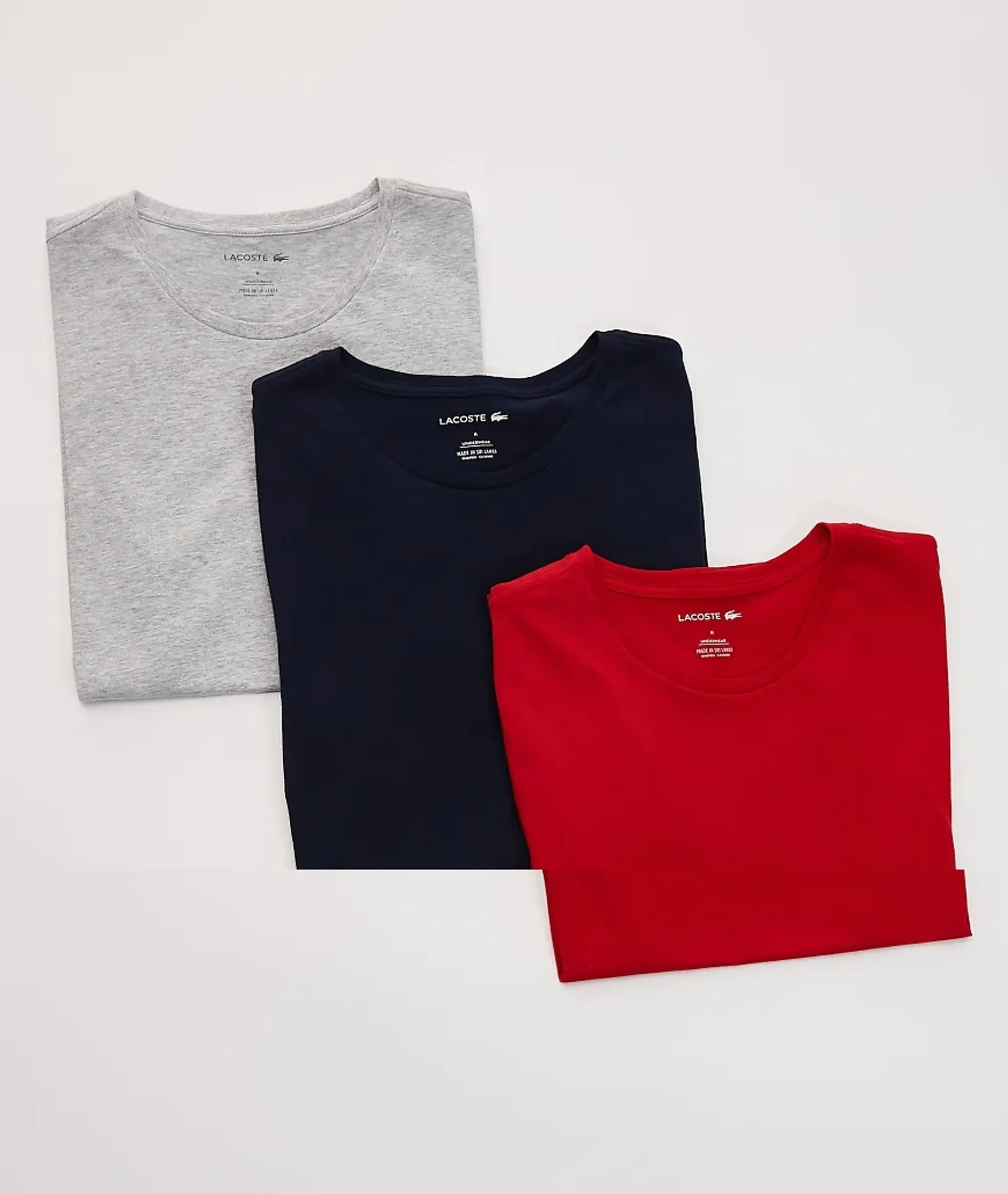 Lacoste 3 Pack T-Shirts In Navy / Red /Grey-Multi