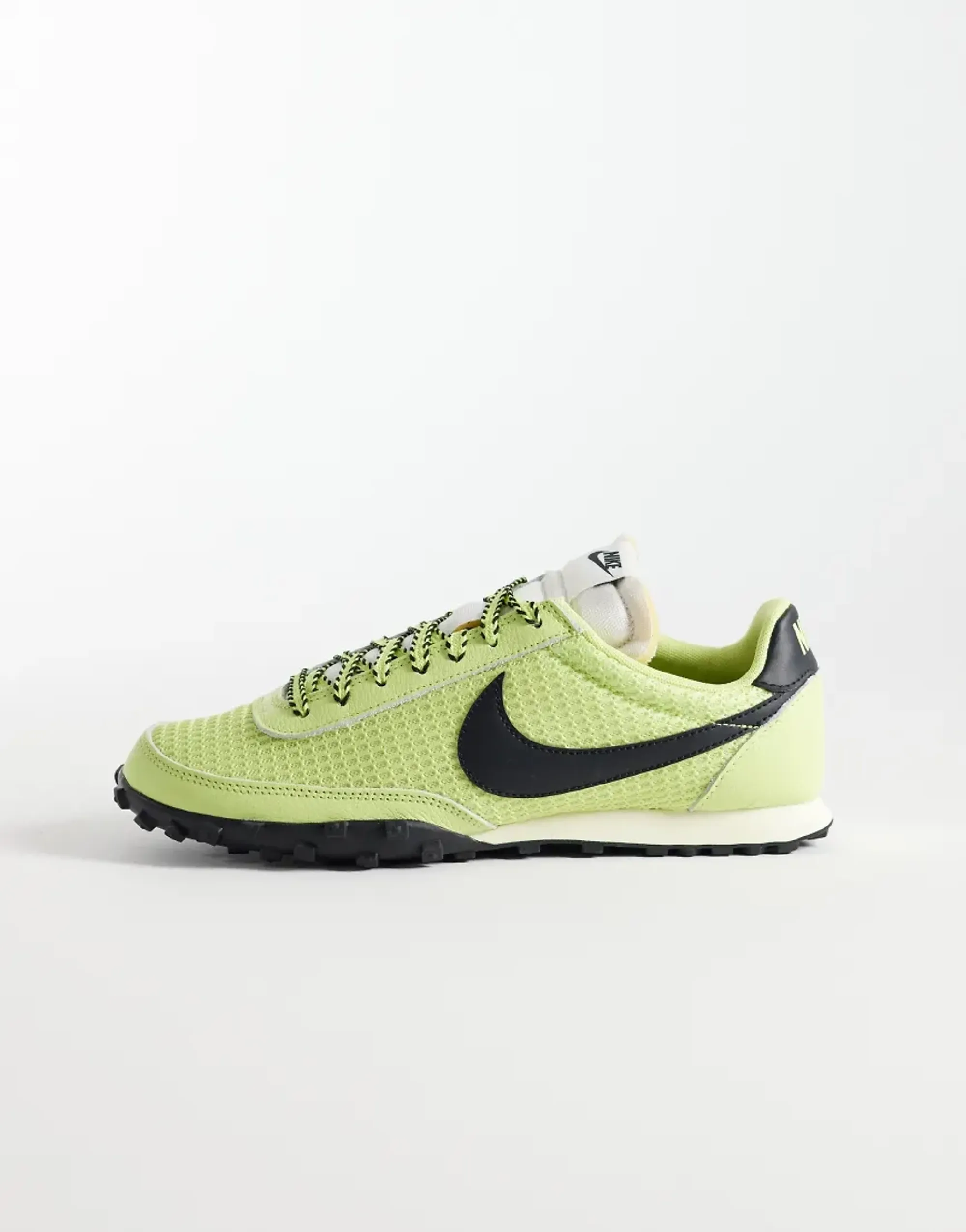 Nike Waffle Racer Mesh Trainers In Lime Green