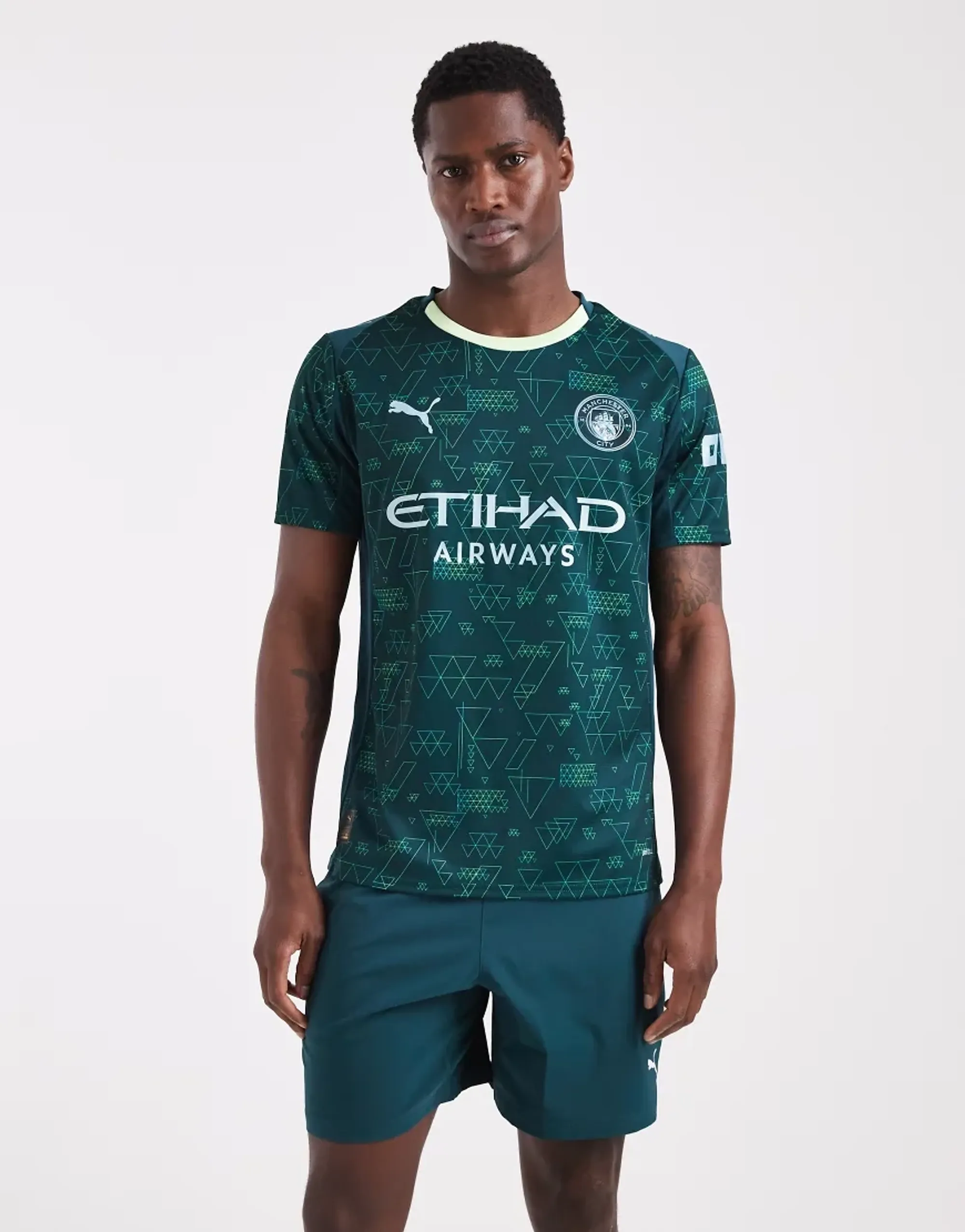Puma Manchester City 25/26 Fourth Jersey Crew Short Sleeve T-Shirt In Dark Green