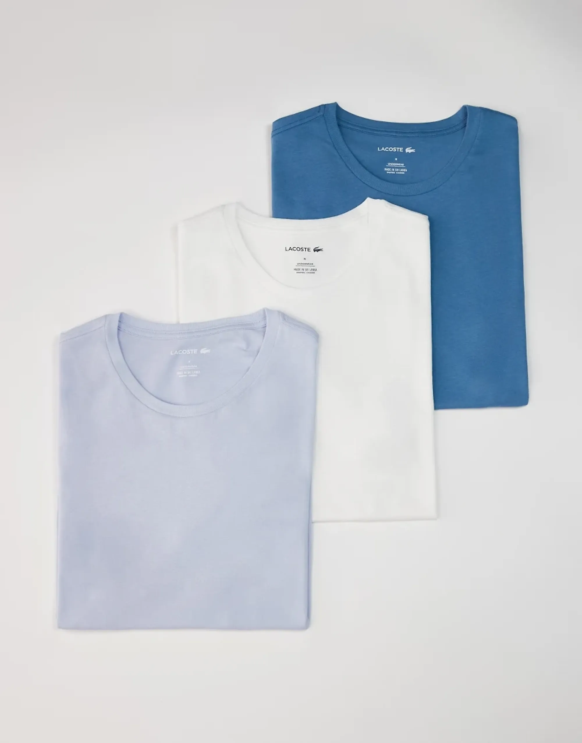 Lacoste 3 Pack Loungewear T-Shirts In Navy Blue & White-Multi