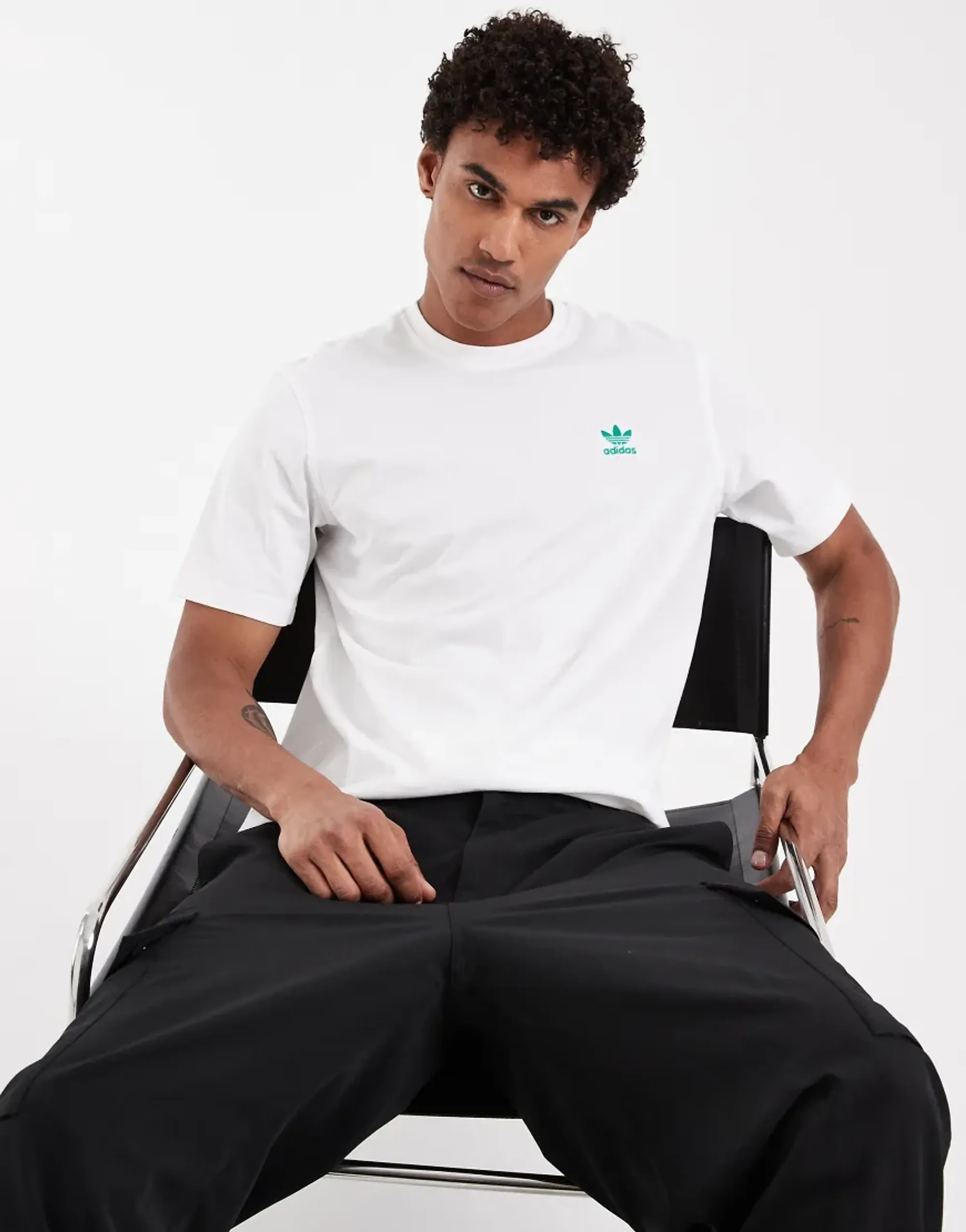 Adidas Originals Essentials Relaxed T-Shirt In White And Green