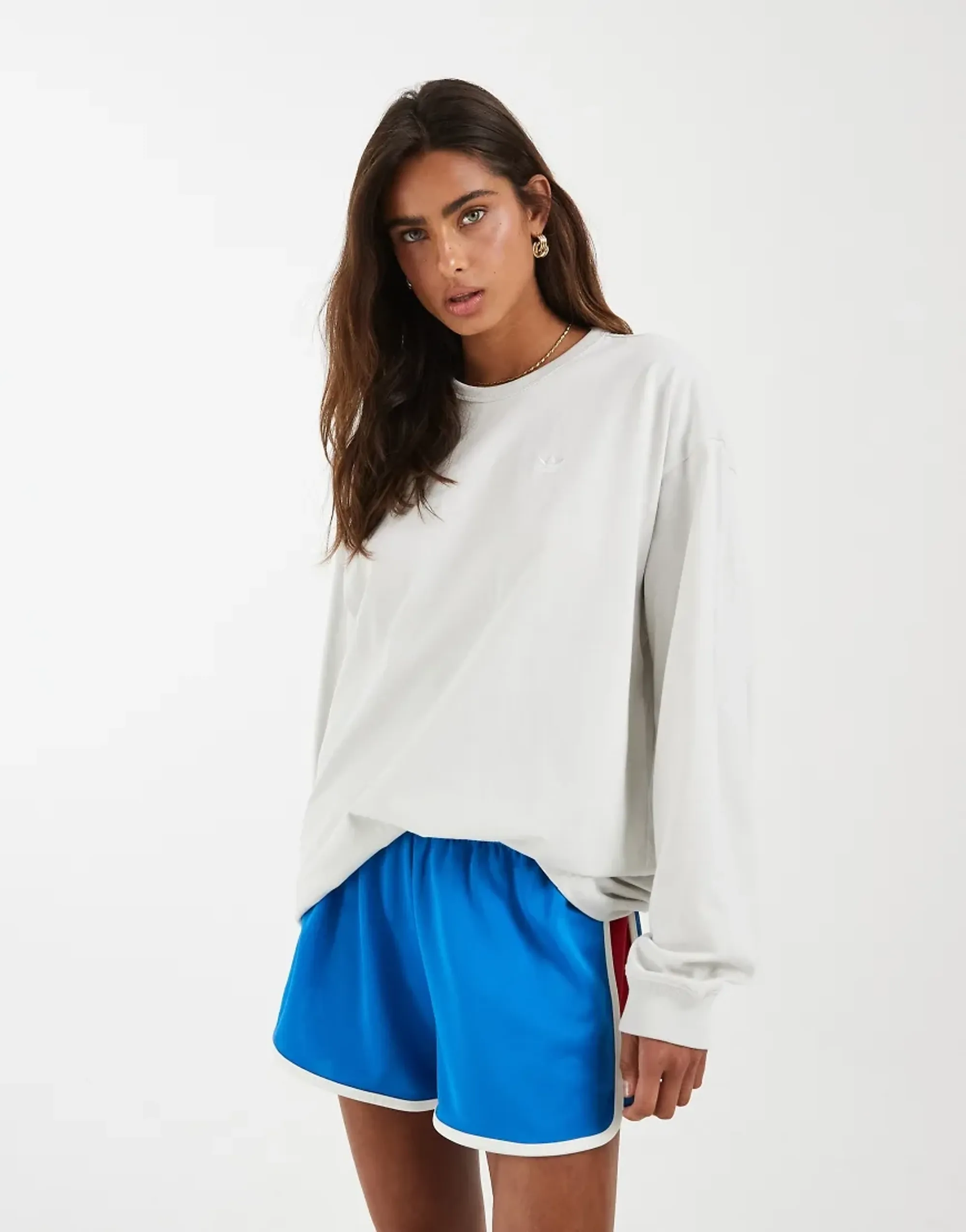 Adidas Originals Essentials Oversize Longsleeve T-Shirt In Orbit Grey