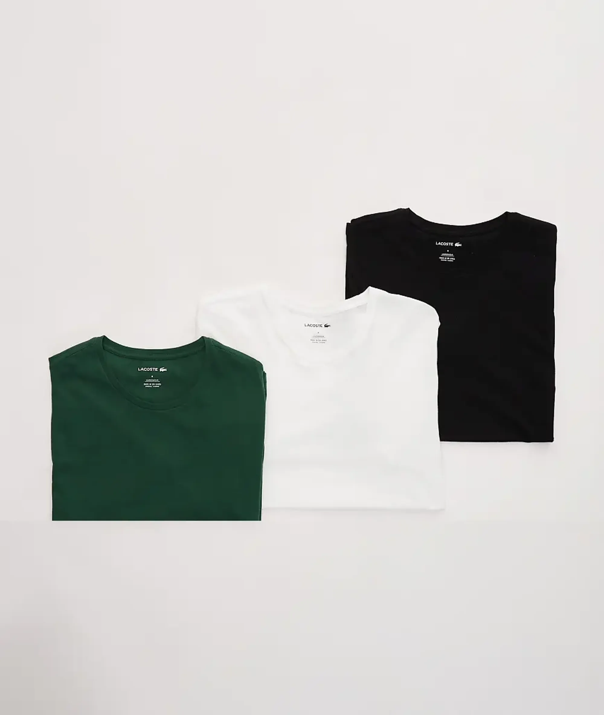 Lacoste 3 Pack Loungewear T-Shirts In Black / White / Green-Multi