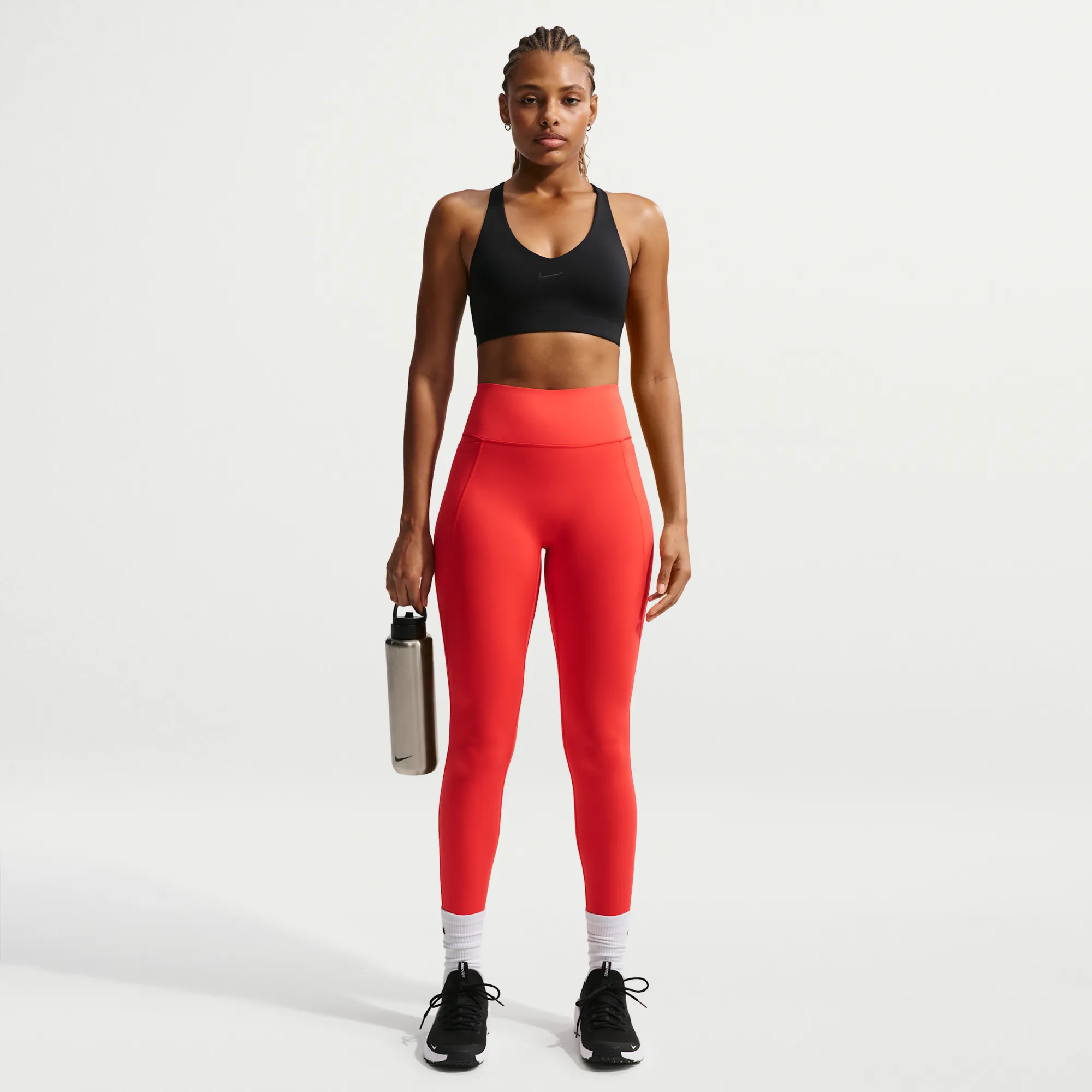 Nike Universa High-Waisted 7/8 Leggings with No Front Seam - Red - Polyester