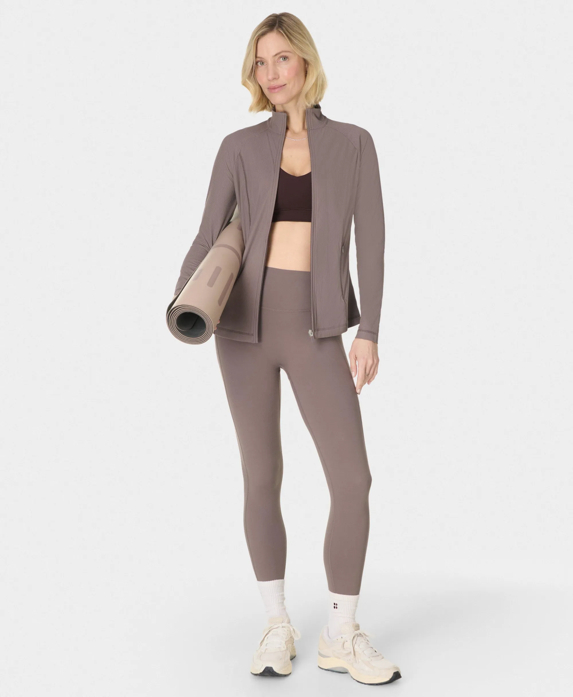 Sweaty Betty Ultimate Studio Yoga Ribbed Leggings, Brown, Women's XXL